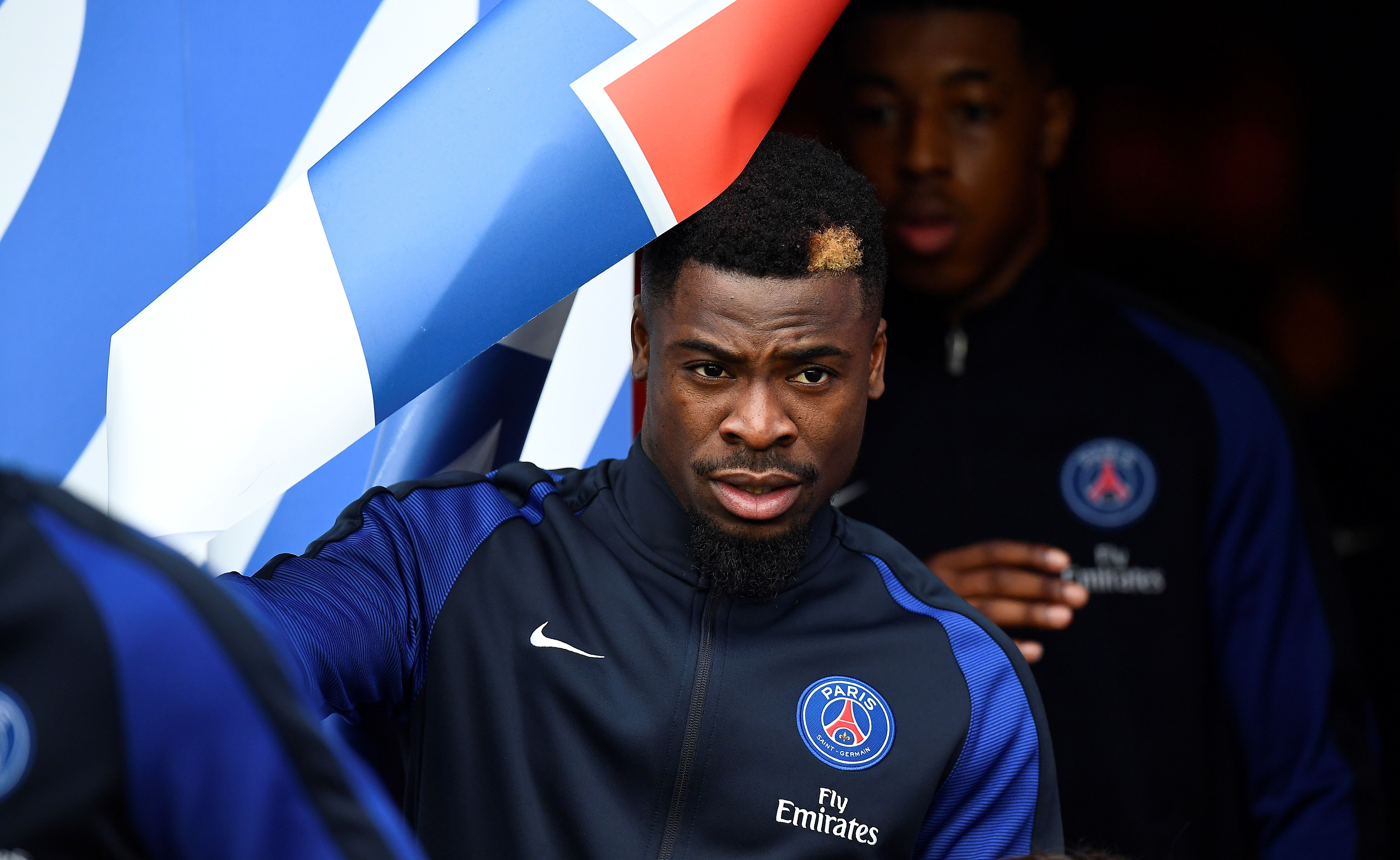 Paris Saint-Germain's Ivorian defender Serge Aurier arrives for the French L1 football match between Paris Saint-Germain and Nancy at the Parc des Princes stadium in Paris on March 4, 2017. / AFP PHOTO / FRANCK FIFE        (Photo credit should read FRANCK FIFE/AFP/Getty Images)