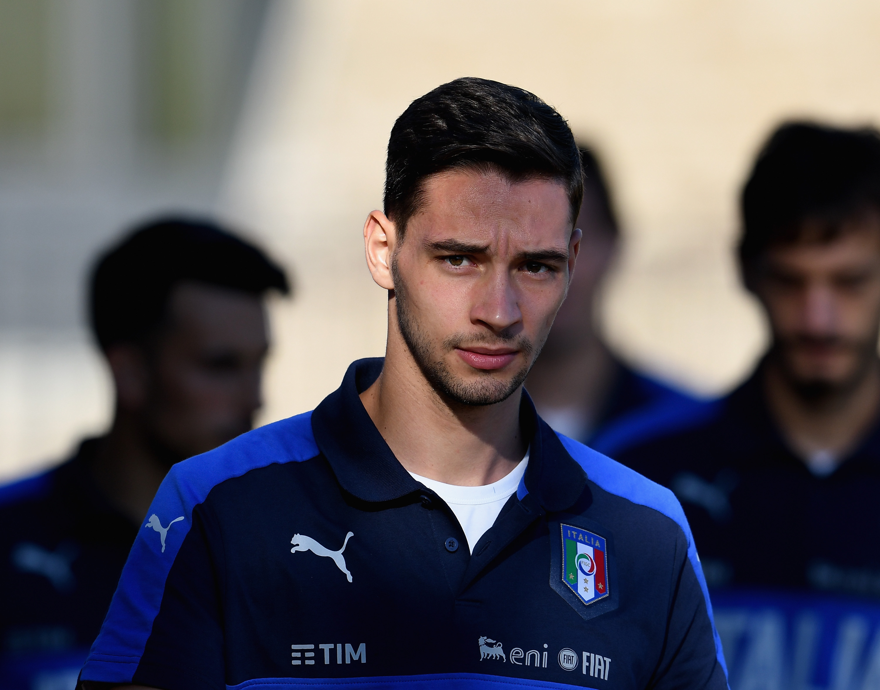 FLORENCE, ITALY - OCTOBER 04:  Mattia De Sciglio of Italy looks on prior to the training session at the club's training ground at Coverciano on October 4, 2016 in Florence, Italy.  (Photo by Claudio Villa/Getty Images)