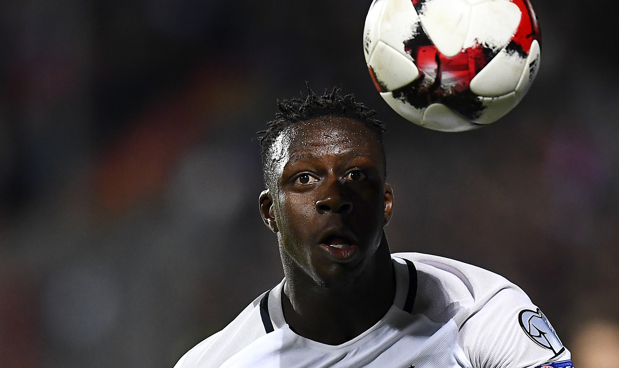 TOPSHOT - France's defender Benjamin Mendy eyes the ball during the FIFA World Cup 2018 qualifying football match Luxembourg vs France on March 25, 2017 at the Josy Bartel Stadium in Luxembourg.  / AFP PHOTO / FRANCK FIFE        (Photo credit should read FRANCK FIFE/AFP/Getty Images)