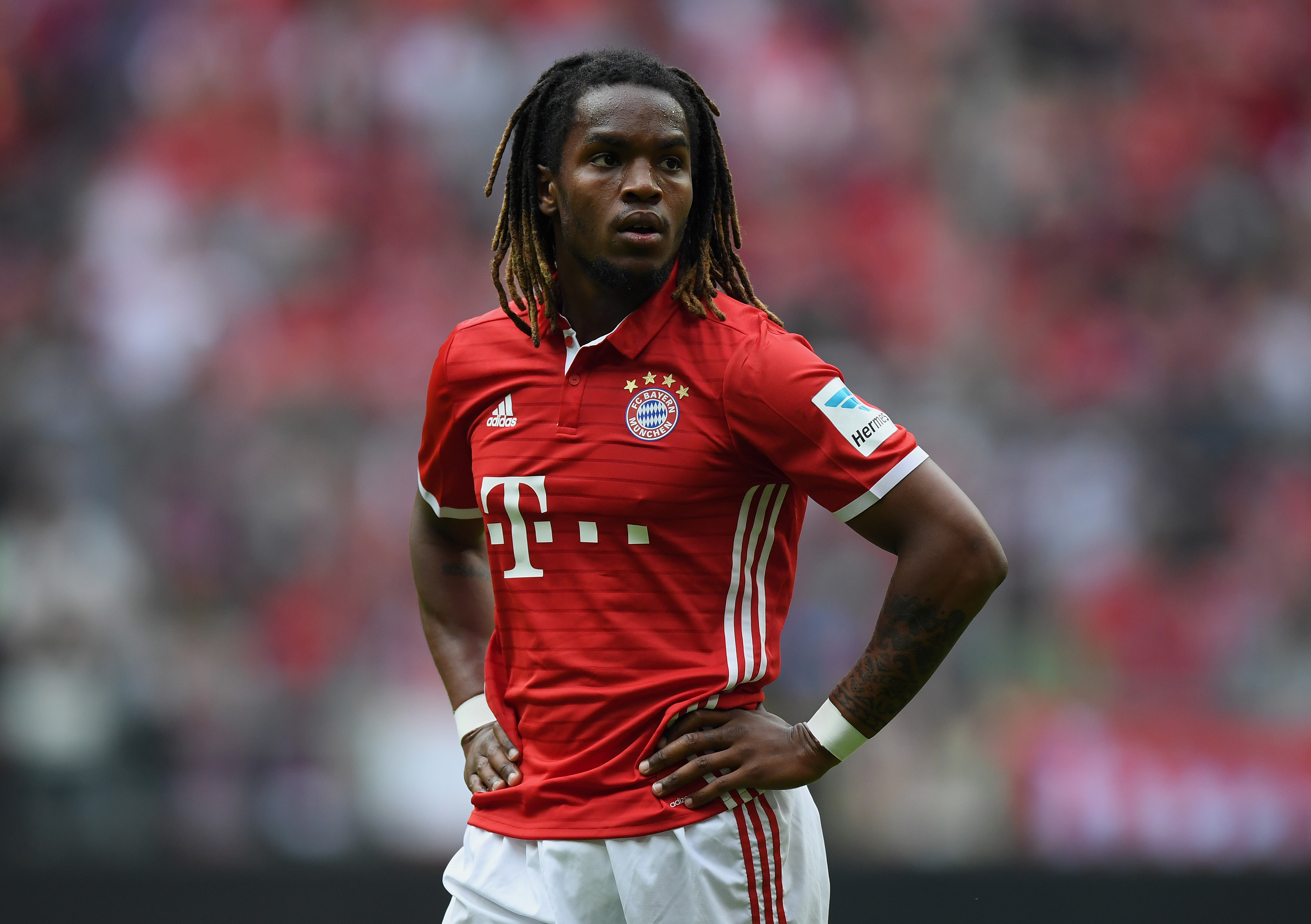 MUNICH, GERMANY - APRIL 01: Renato Sanches of FC Bayern Muenchen seen during the Bundesliga match between Bayern Muenchen and FC Augsburg at Allianz Arena on April 1, 2017 in Munich, Germany.  (Photo by Matthias Hangst/Bongarts/Getty Images)