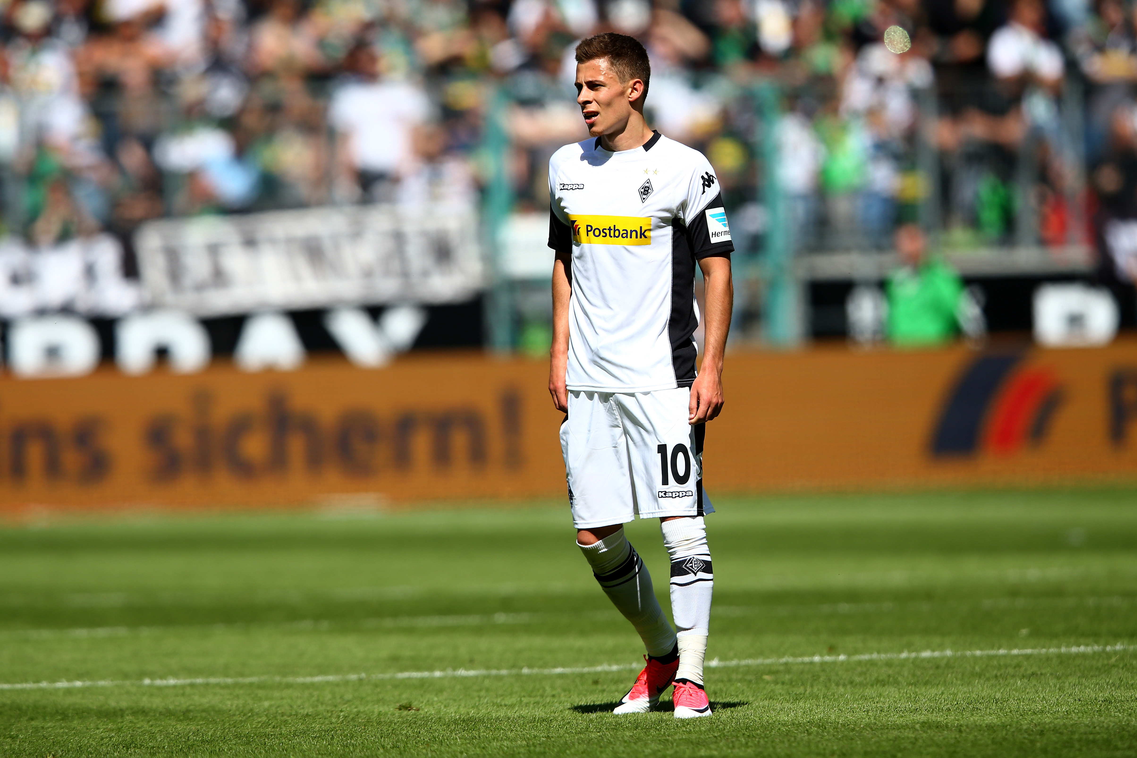 MOENCHENGLADBACH, GERMANY - MAY 20:  Thorgan Hazard of Moenchengladbach is seen during the Bundesliga match between Borussia Moenchengladbach and SV Darmstadt 98 at Borussia-Park on May 20, 2017 in Moenchengladbach, Germany.  (Photo by Christof Koepsel/Bongarts/Getty Images)