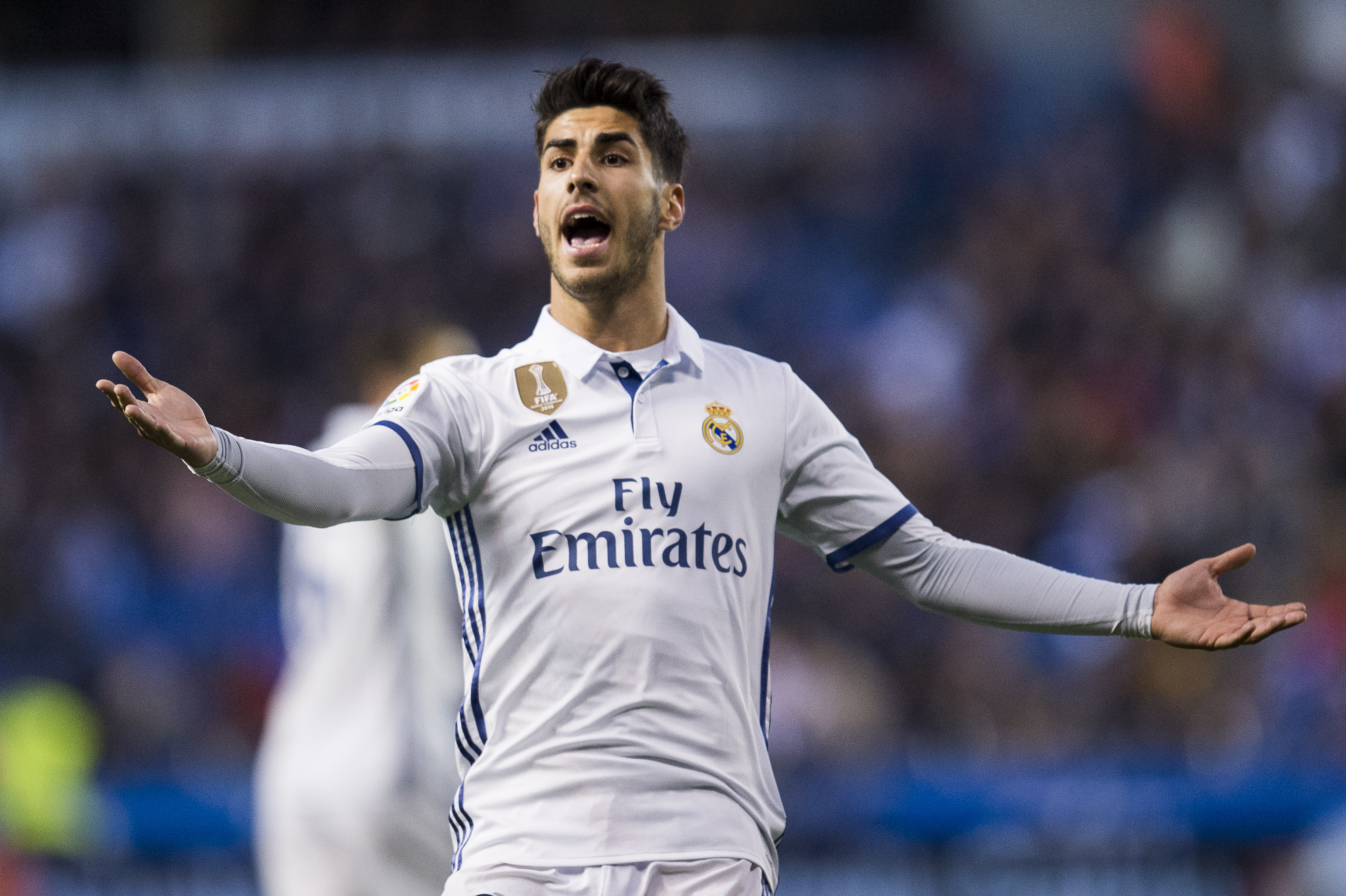 LA CORUNA, SPAIN - APRIL 26:  Marco Asensio of Real Madrid reacts during the La Liga match between RC Deportivo La Coruna and Real Madrid at Riazor Stadium on April 26, 2017 in La Coruna, Spain.  (Photo by Juan Manuel Serrano Arce/Getty Images)