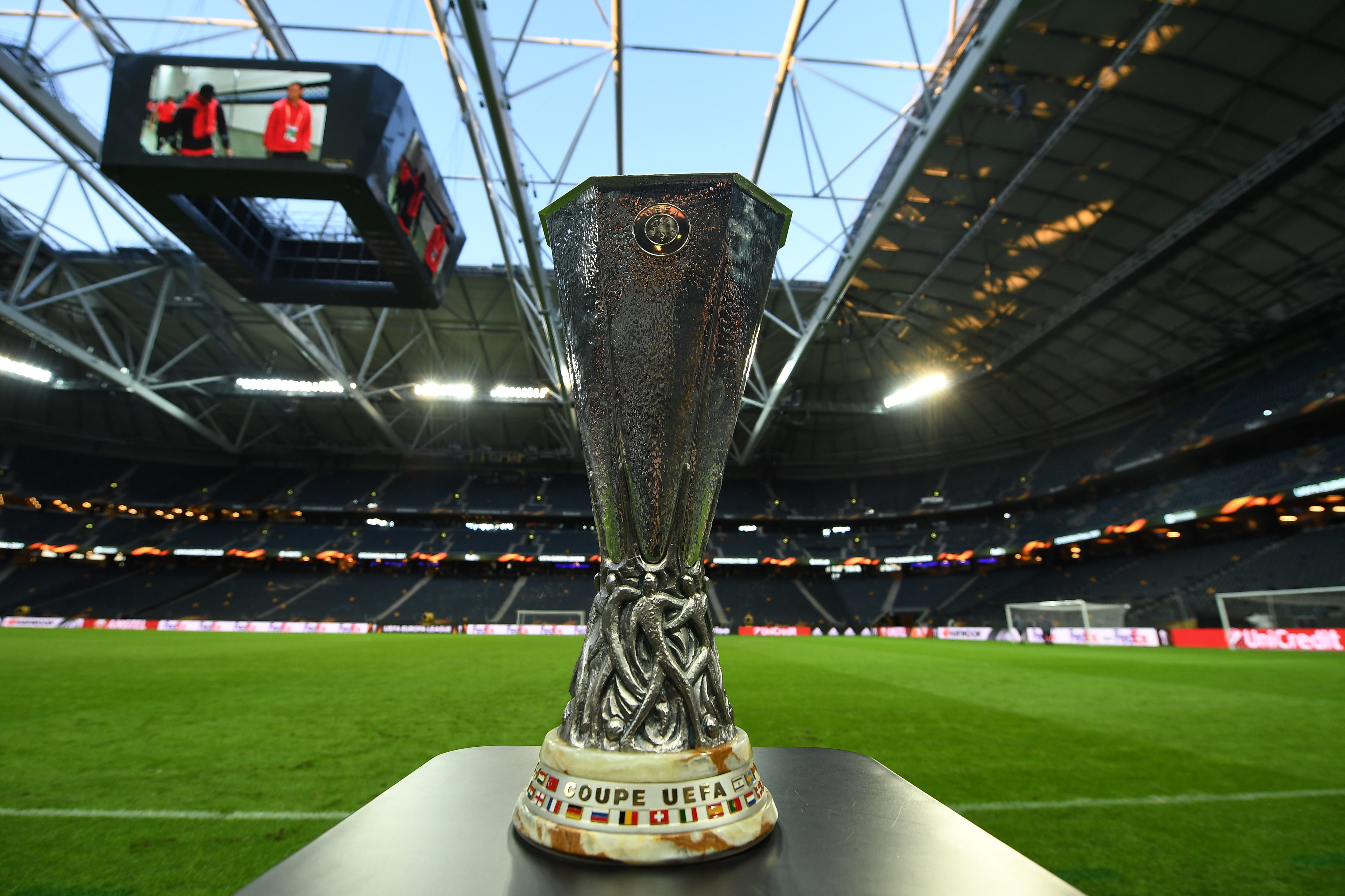 STOCKHOLM, SWEDEN - MAY 23:  A view of the UEFA Europa League trophy ahead of the UEFA Europa League Final between Ajax and Manchester United at Friends Arena on May 23, 2017 in Stockholm, Sweden.  (Photo by Mike Hewitt/Getty Images)
