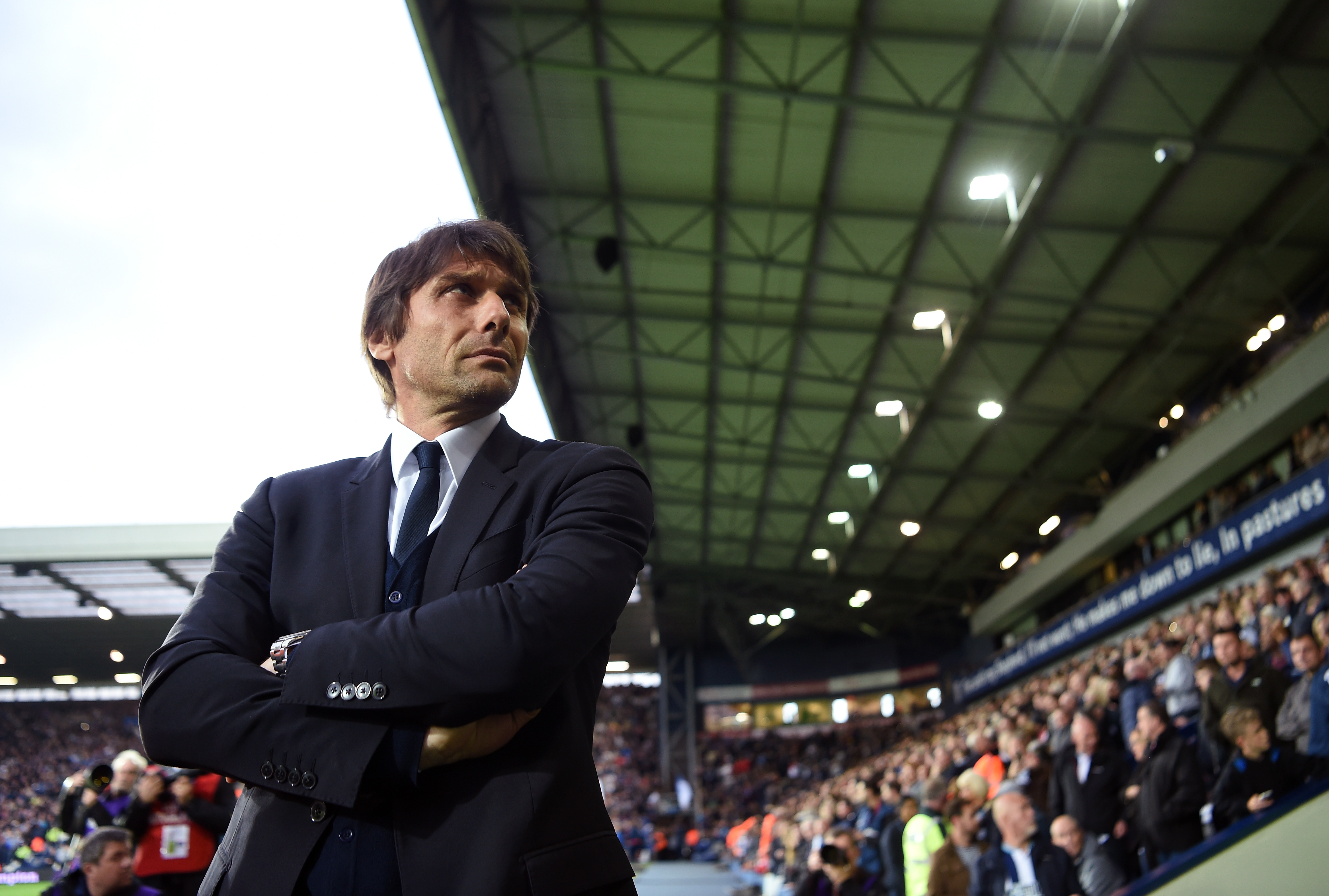 WEST BROMWICH, ENGLAND - MAY 12: Antonio Conte, Manager of Chelsea looks on prior to the Premier League match between West Bromwich Albion and Chelsea at The Hawthorns on May 12, 2017 in West Bromwich, England.  (Photo by Michael Regan/Getty Images)