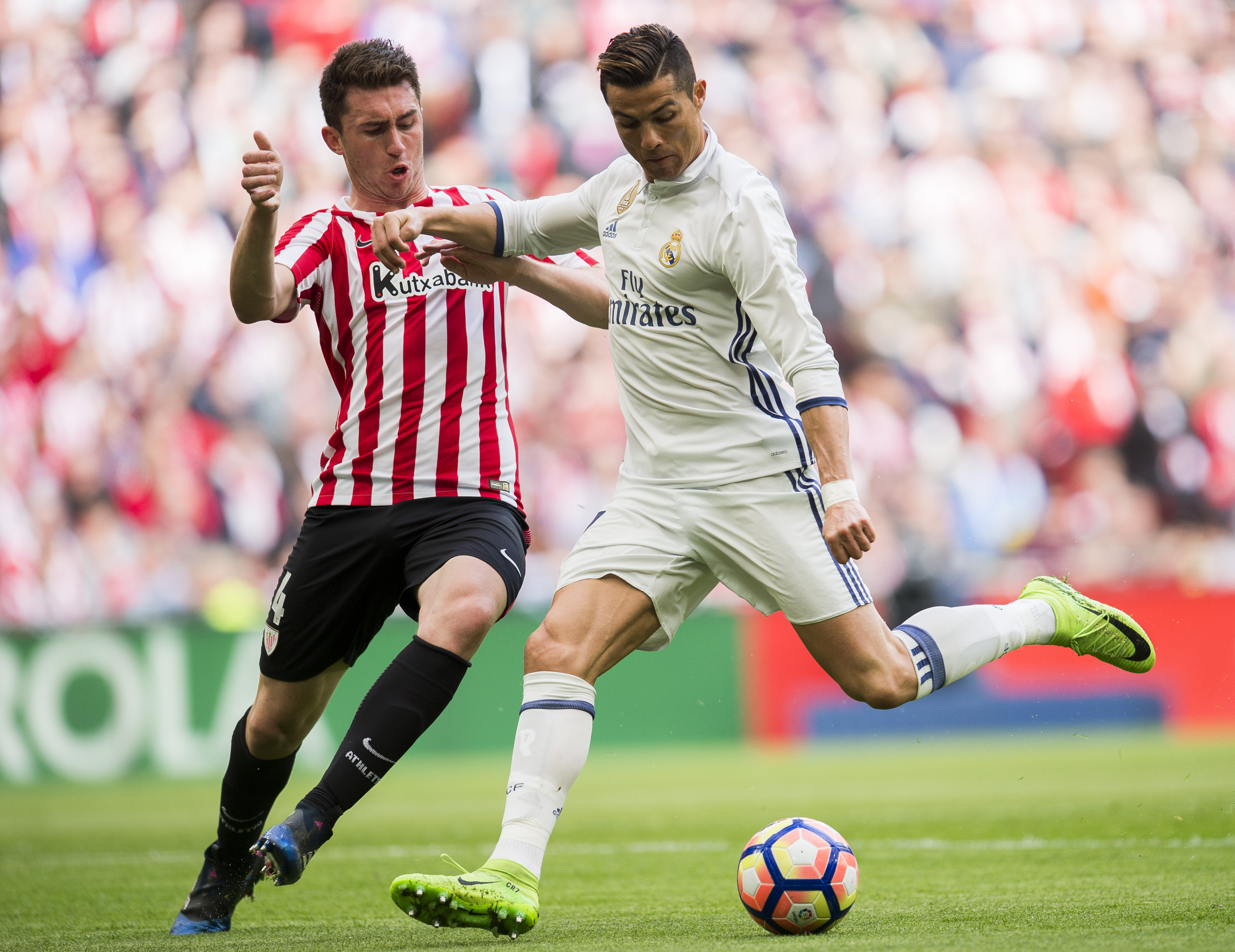 Could Laporte line up alongside Cristiano Ronaldo next season? (Photo courtesy - Juan Manuel Serrano Arce/Getty Images)