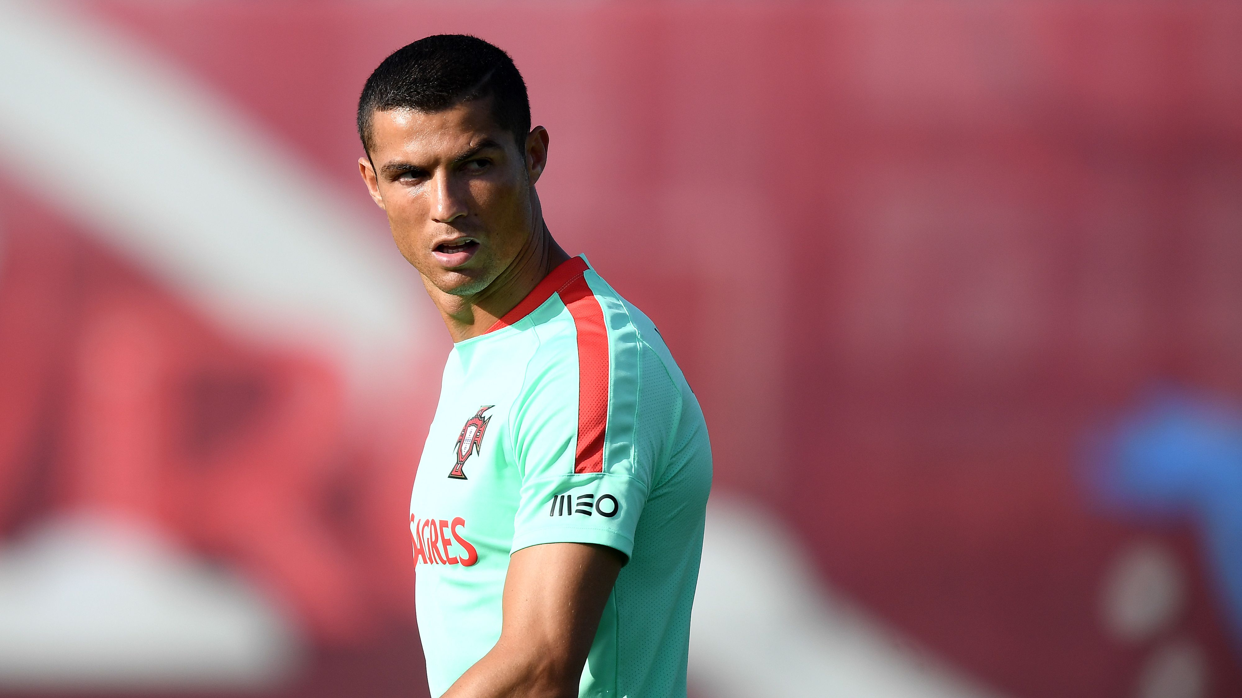 Portugal's forward Cristiano Ronaldo attends a training session ahead of the Russia 2017 Confederation Cup football tournament in Kazan, Russia on June 16, 2017. / AFP PHOTO / FRANCK FIFE        (Photo credit should read FRANCK FIFE/AFP/Getty Images)