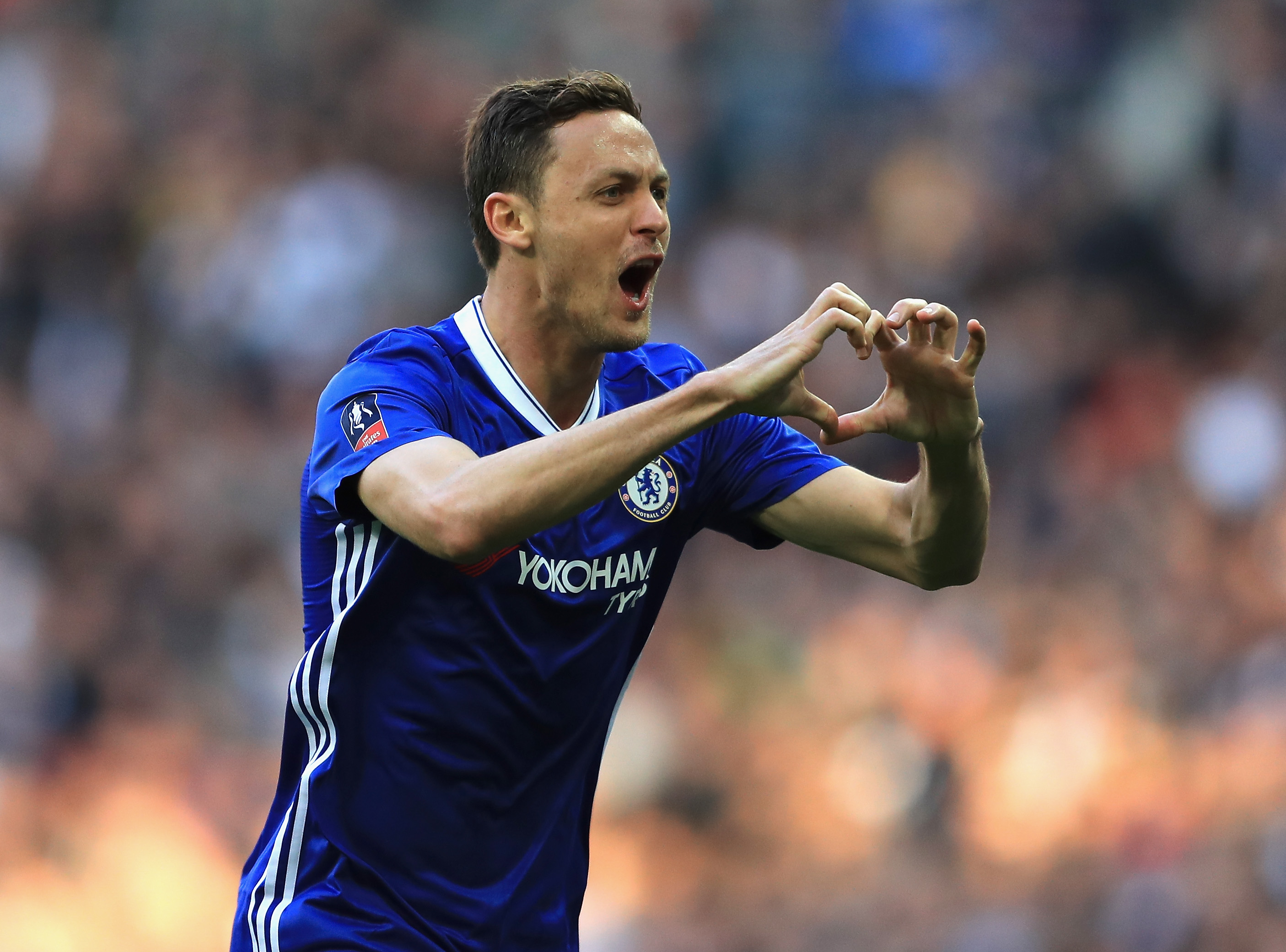 LONDON, ENGLAND - APRIL 22:  Nemanja Matic of Chelsea celebrates scoring his sides fourth goal  during The Emirates FA Cup Semi-Final between Chelsea and Tottenham Hotspur at Wembley Stadium on April 22, 2017 in London, England.  (Photo by Richard Heathcote/Getty Images)