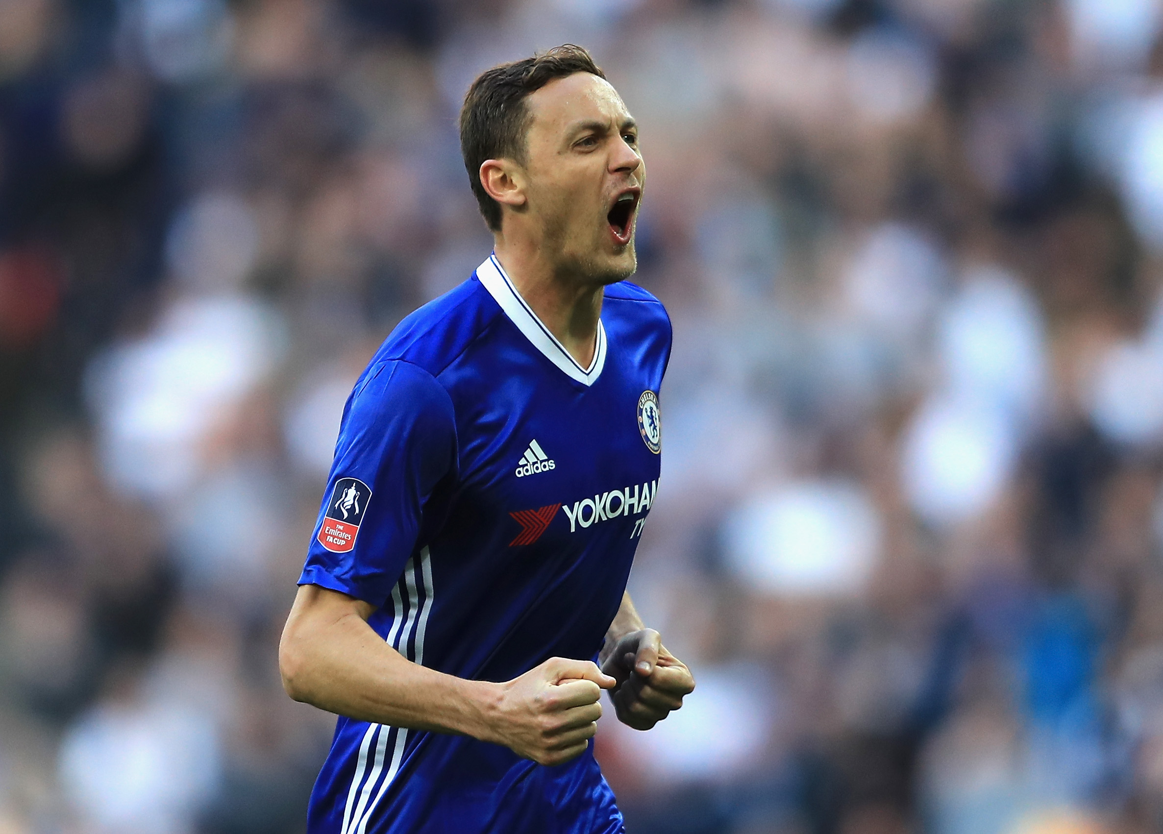 LONDON, ENGLAND - APRIL 22:  Nemanja Matic of Chelsea celebrates scoring his sides fourth goal during The Emirates FA Cup Semi-Final between Chelsea and Tottenham Hotspur at Wembley Stadium on April 22, 2017 in London, England.  (Photo by Richard Heathcote/Getty Images)