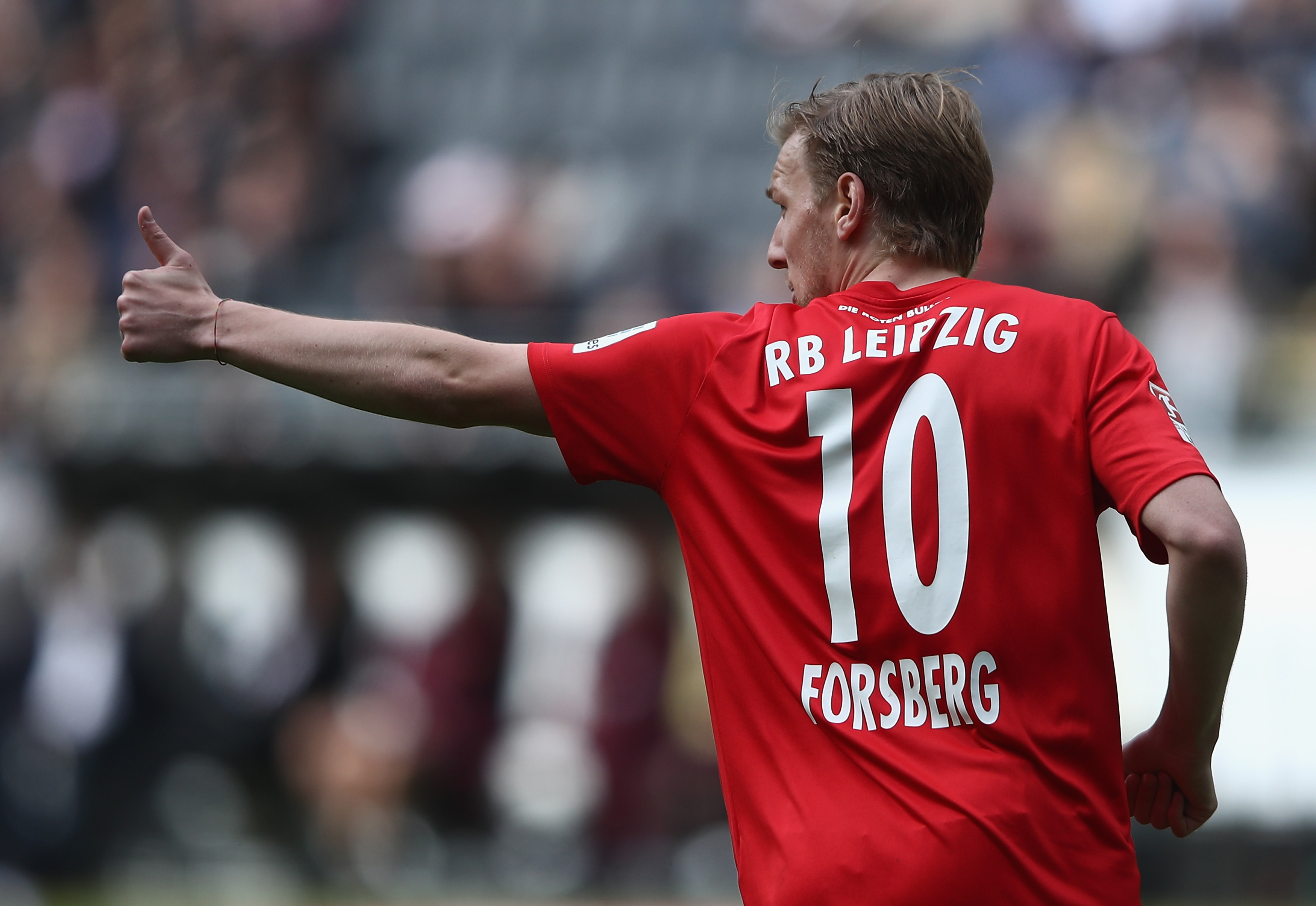 FRANKFURT AM MAIN, GERMANY - MAY 20: Emil Forsberg of Leipzig reacts during the Bundesliga match between Eintracht Frankfurt and RB Leipzig at Commerzbank-Arena on May 20, 2017 in Frankfurt am Main, Germany.  (Photo by Alex Grimm/Bongarts/Getty Images)