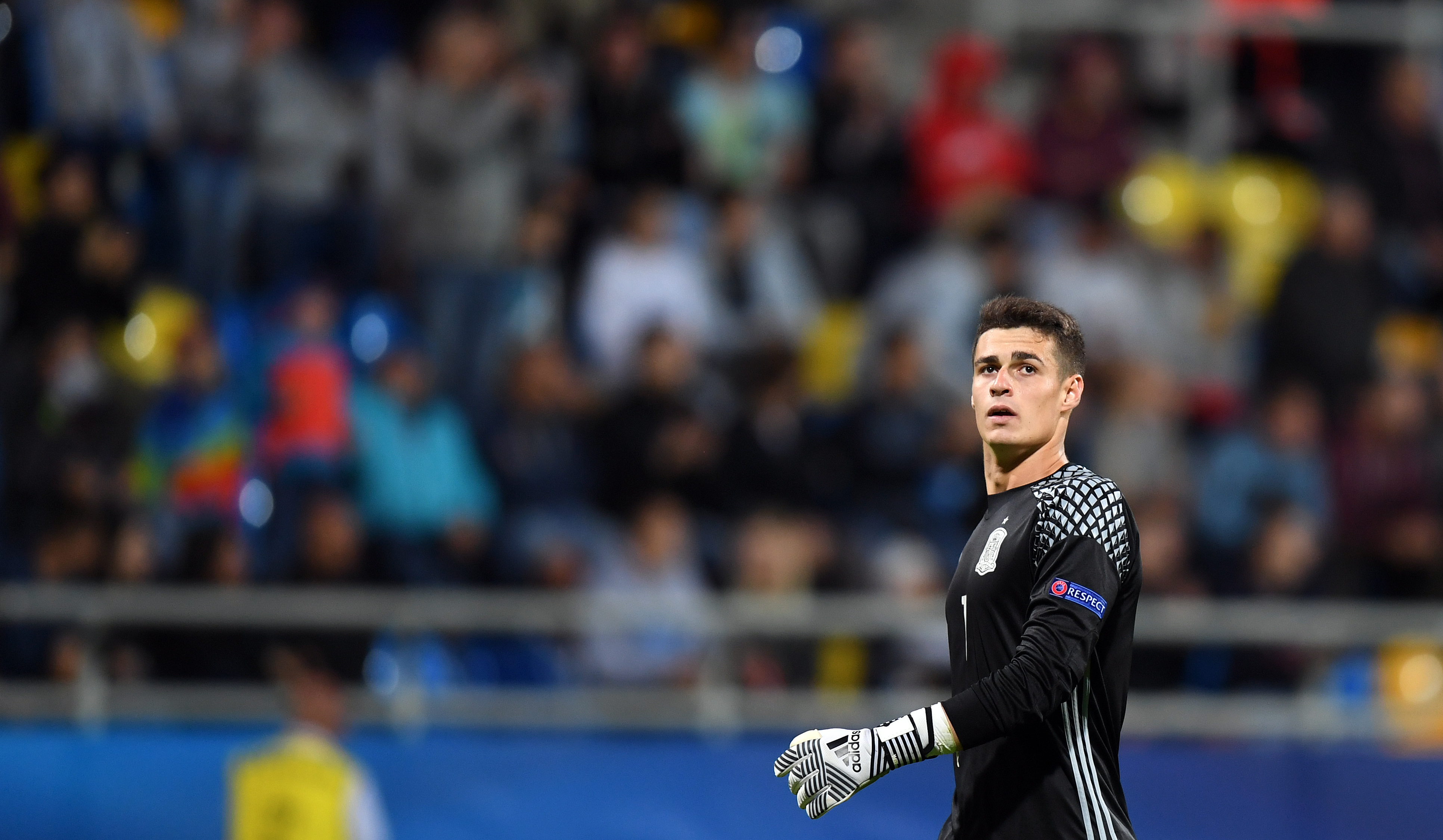 Spain's goalkeeper Kepa Arrizabalaga Revuelta is pictured during the UEFA U-21 European Championship Group B football match Spain v Portugal in Gdynia, on June 20, 2017.   / AFP PHOTO / Maciej GILLERT        (Photo credit should read MACIEJ GILLERT/AFP/Getty Images)