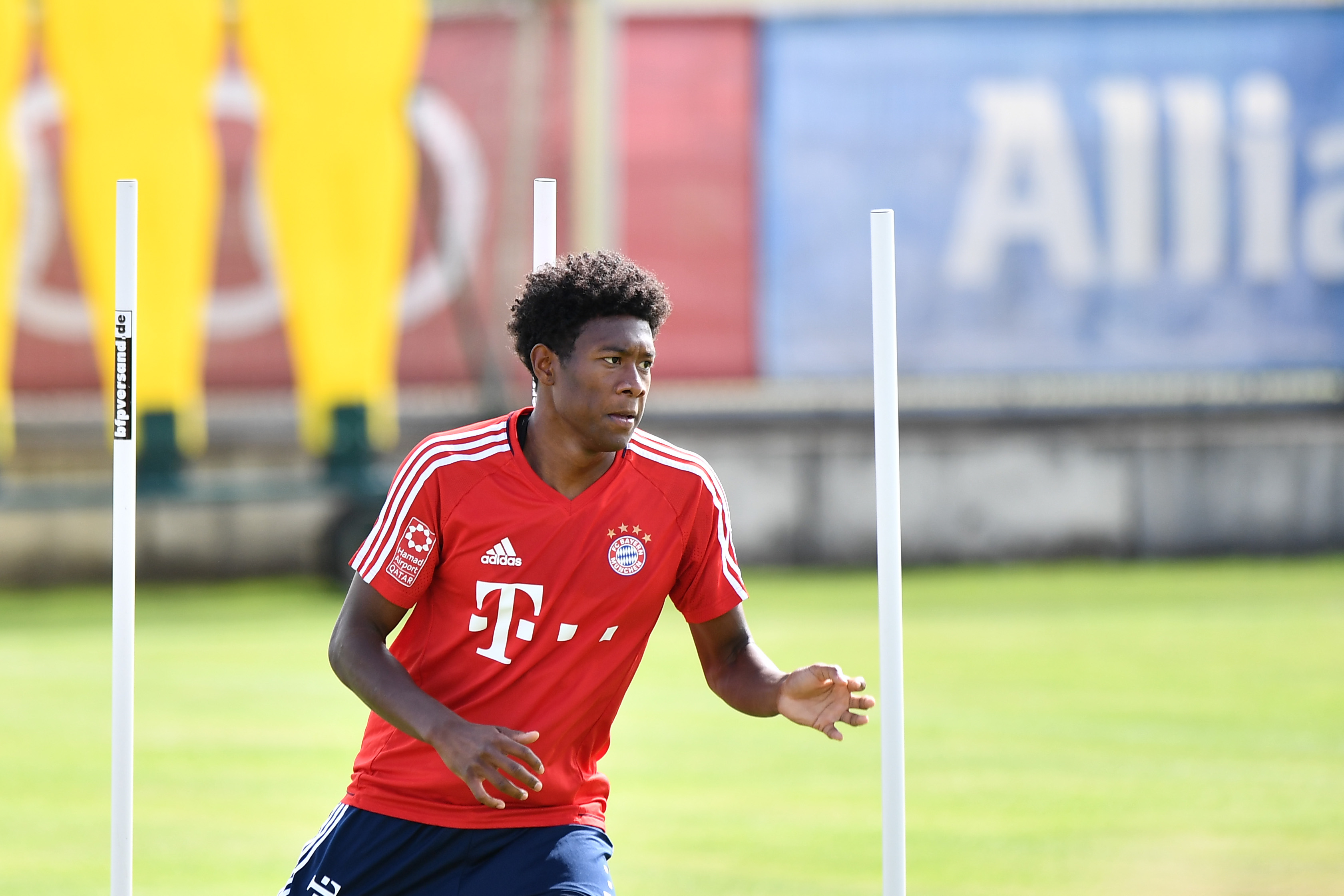 MUNICH, GERMANY - JULY 10: David Alaba of FC Bayern Muenchen in action during a training session at Saebener Strasse training ground on July 10, 2017 in Munich, Germany. (Photo by Sebastian Widmann/Bongarts/Getty Images)