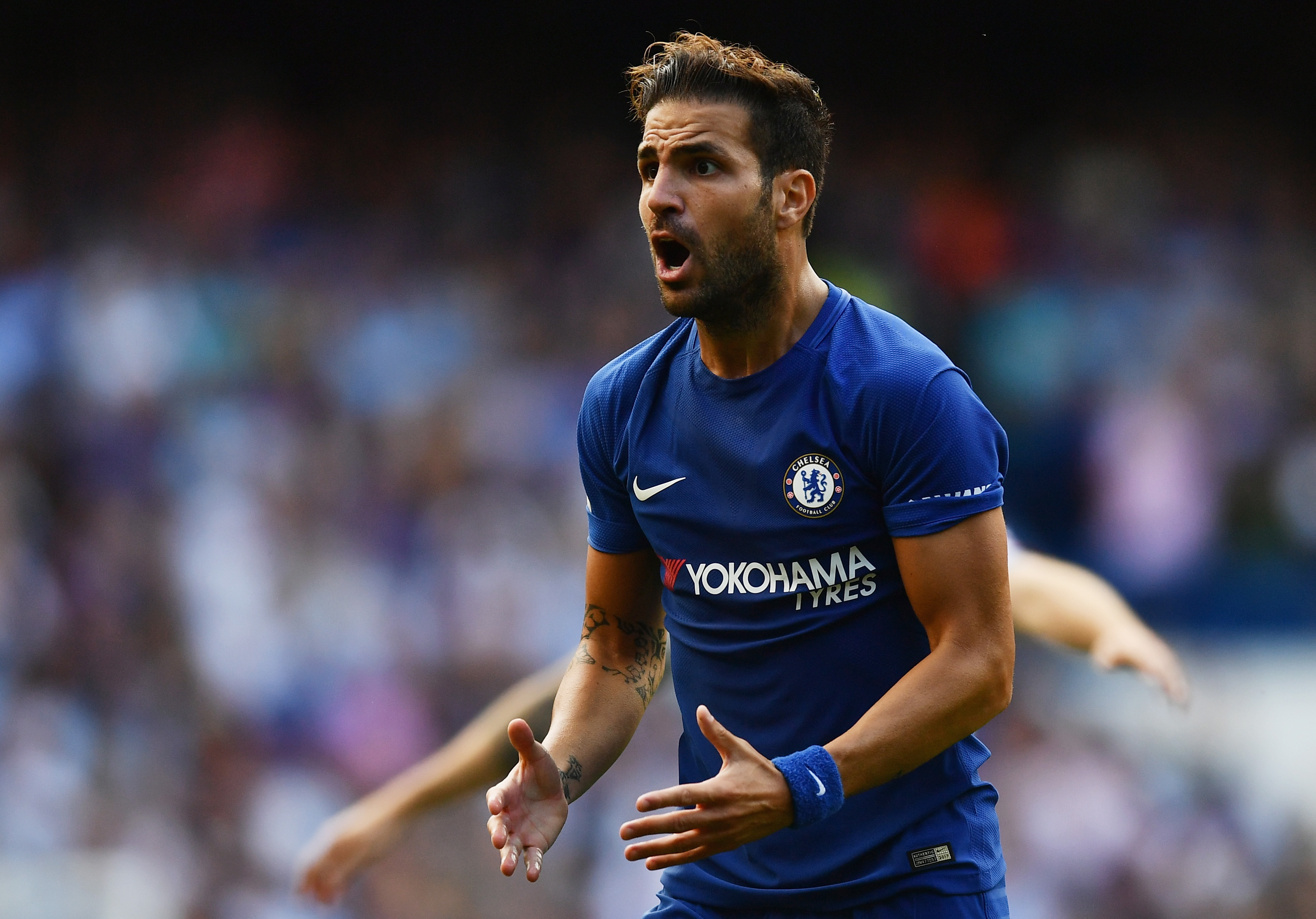 LONDON, ENGLAND - AUGUST 12:  Cesc Fabregas of Chelsea reacts to being sent off during the Premier League match between Chelsea and Burnley at Stamford Bridge on August 12, 2017 in London, England.  (Photo by Dan Mullan/Getty Images)