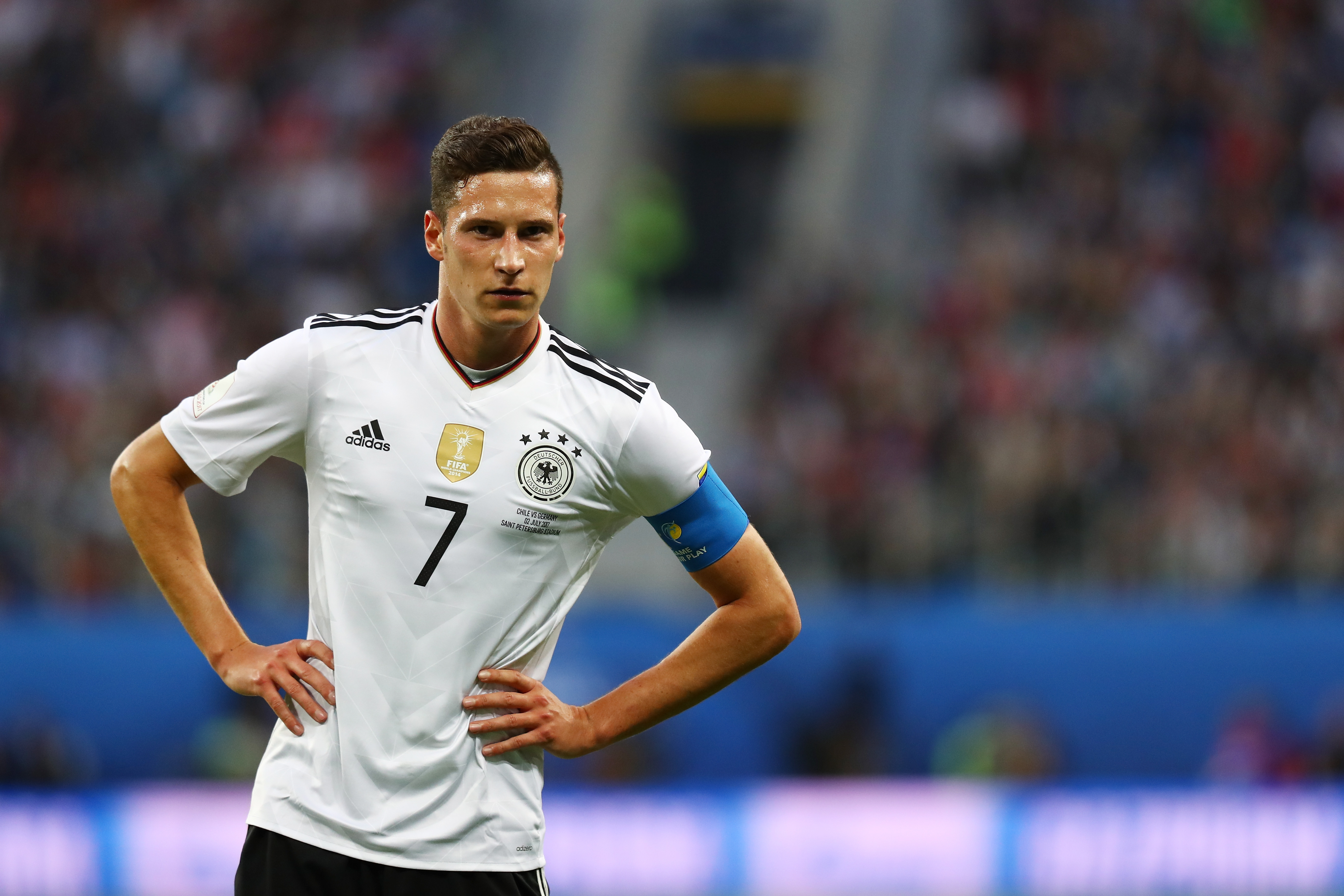 SAINT PETERSBURG, RUSSIA - JULY 02: Julian Draxler of Germany looks on during the FIFA Confederations Cup Russia 2017 Final between Chile and Germany at Saint Petersburg Stadium on July 2, 2017 in Saint Petersburg, Russia.  (Photo by Dean Mouhtaropoulos/Getty Images)