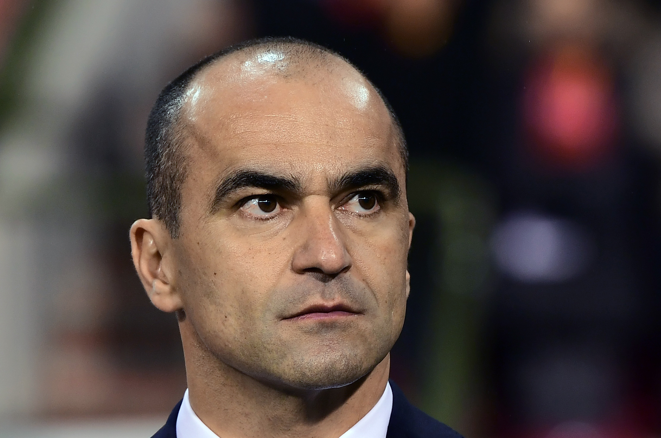 Belgium's coach Roberto Martinez looks on  during the World Cup 2018 football qualification match between Belgium and Estonia on November 13, 2016 at the King Baudouin Stadium in Brussels. / AFP / EMMANUEL DUNAND        (Photo credit should read EMMANUEL DUNAND/AFP/Getty Images)