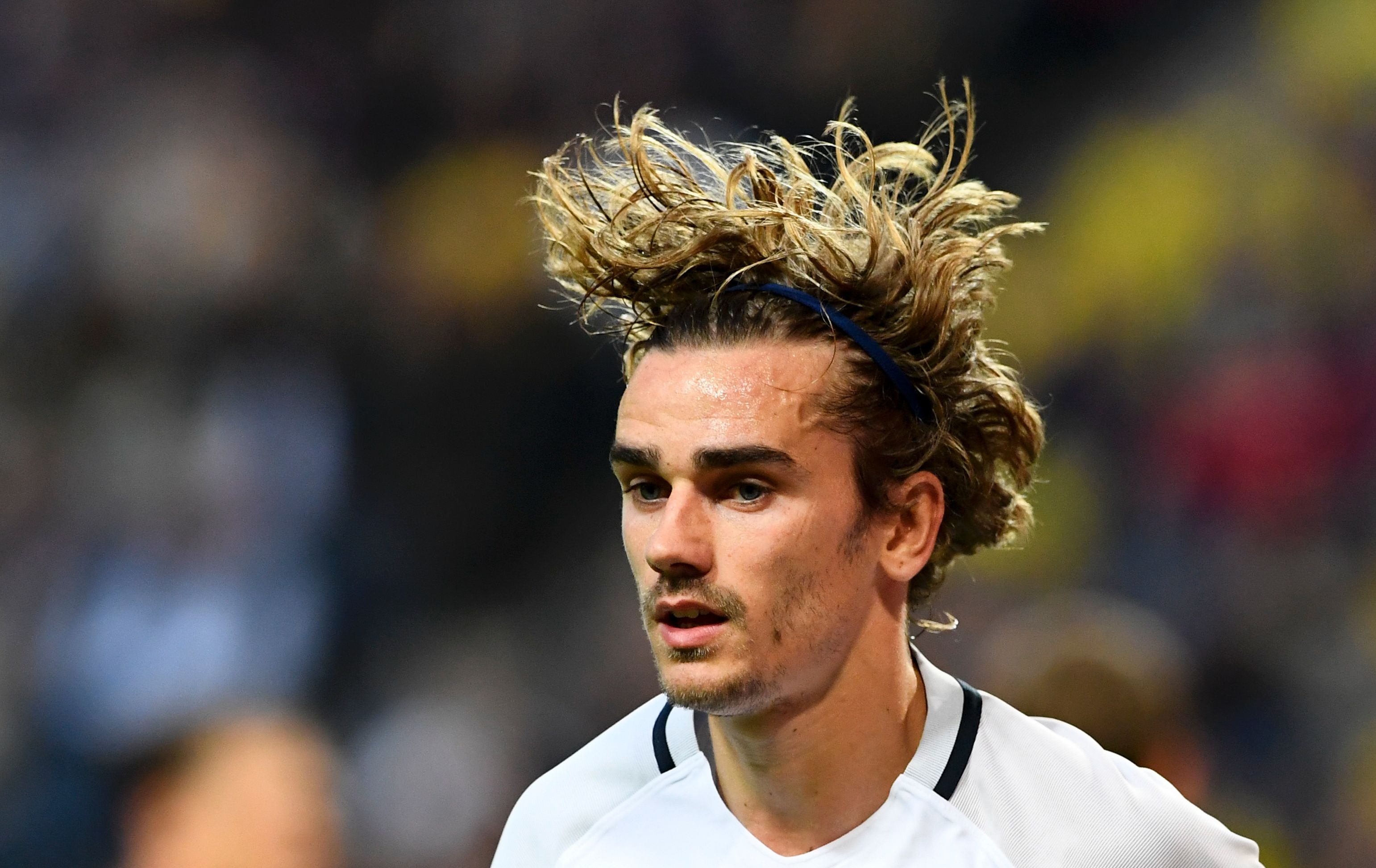 France's forward Antoine Griezmann reacts during the FIFA World Cup 2018 qualification football match between Sweden and France in Solna on June 9, 2017.  / AFP PHOTO / Jonathan NACKSTRAND        (Photo credit should read JONATHAN NACKSTRAND/AFP/Getty Images)