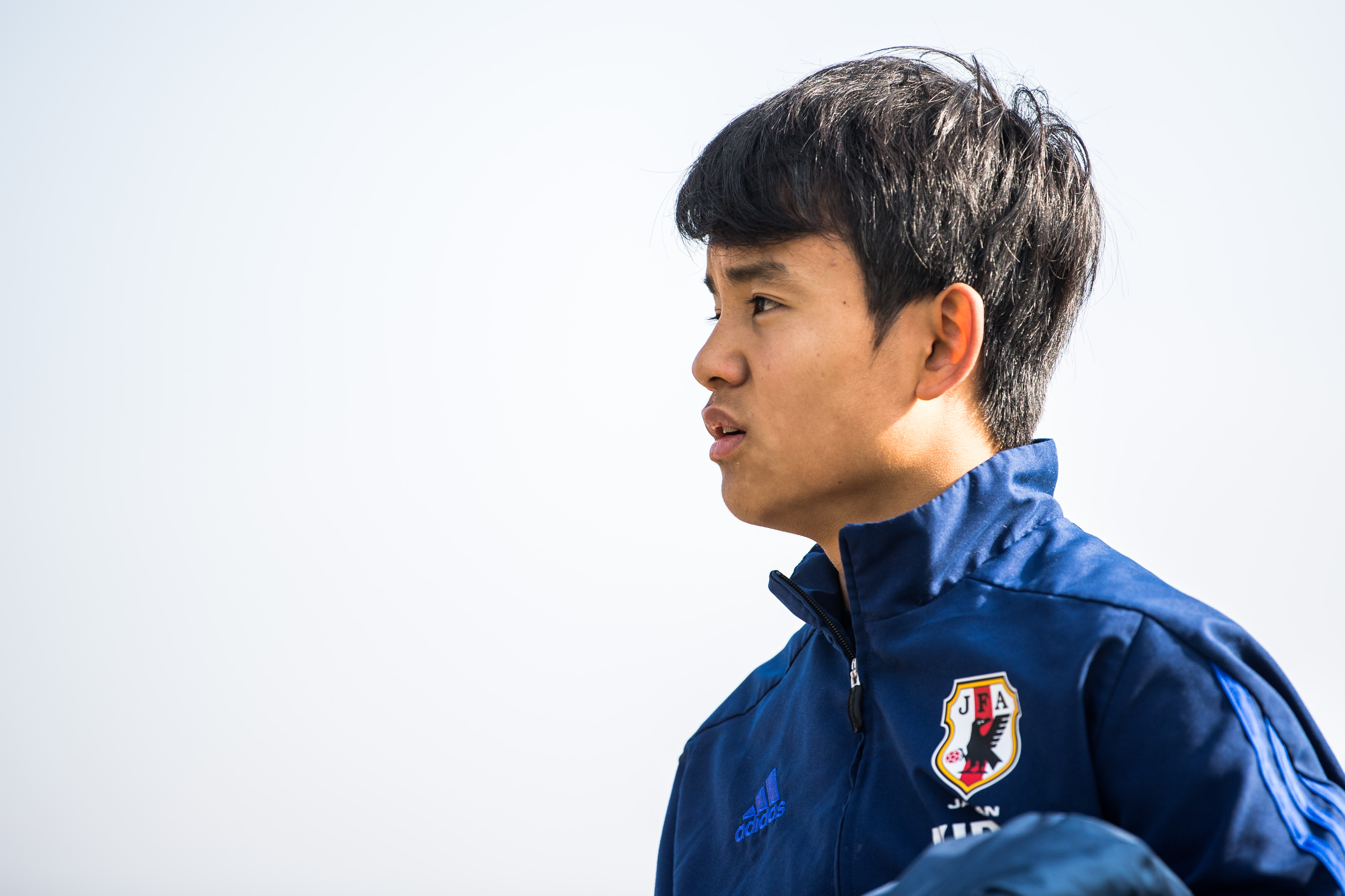 DUISBURG, GERMANY - MARCH 26: Takefusa Kubo of Japan arrives prior to a Friendly Match between MSV Duisburg and the U20 Japan on March 26, 2017 in Duisburg, Germany. (Photo by Lukas Schulze/Getty Images)