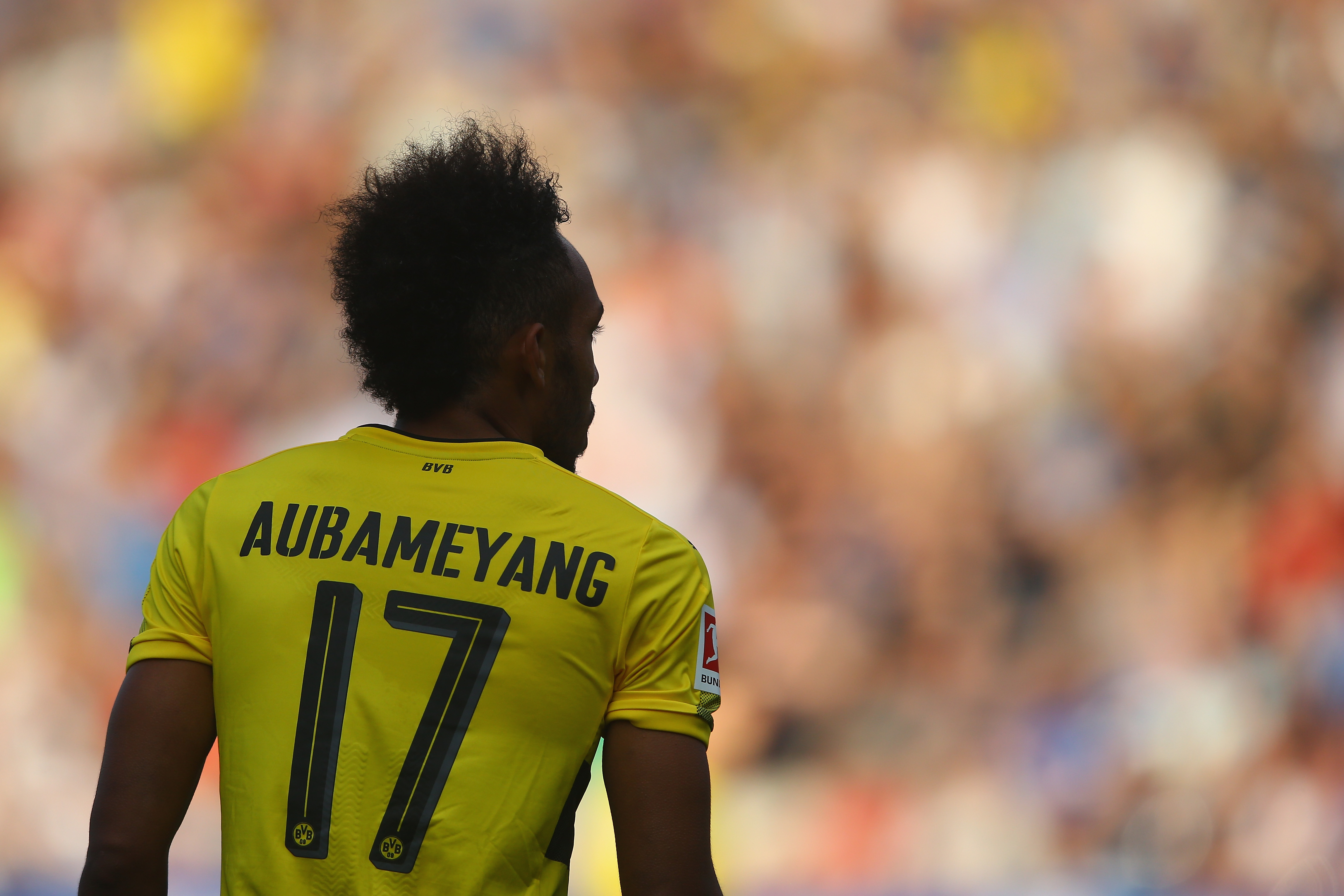 BOCHUM, GERMANY - JULY 22:  Pierre-Emerick Aubameyang of Dortmund is seen during the preseason friendly match between VfL Bochum and Borussia Dortmund at Vonovia Ruhrstadion on July 22, 2017 in Bochum, Germany.  (Photo by Christof Koepsel/Bongarts/Getty Images)