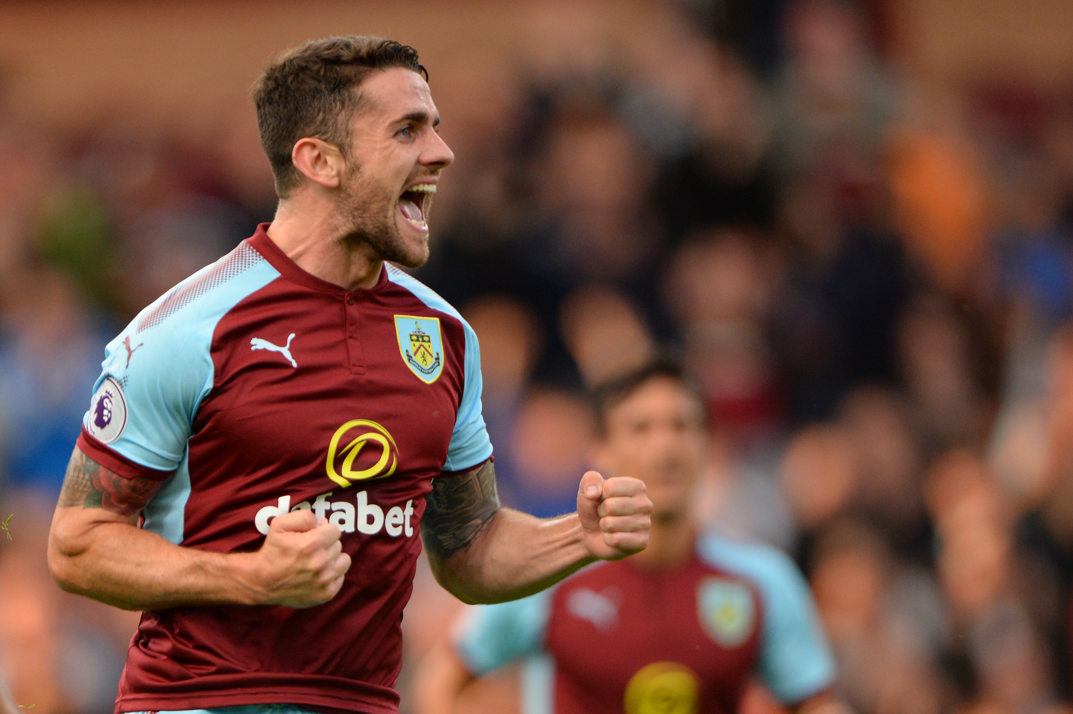 BURNLEY, ENGLAND - AUGUST 01: Robbie Brady of Burnley celebrates during the pre-season friendly match between Burnley and Celta Vigo at Turf Moor on August 1, 2017 in Burnley, England. (Photo by Nathan Stirk/Getty Images)