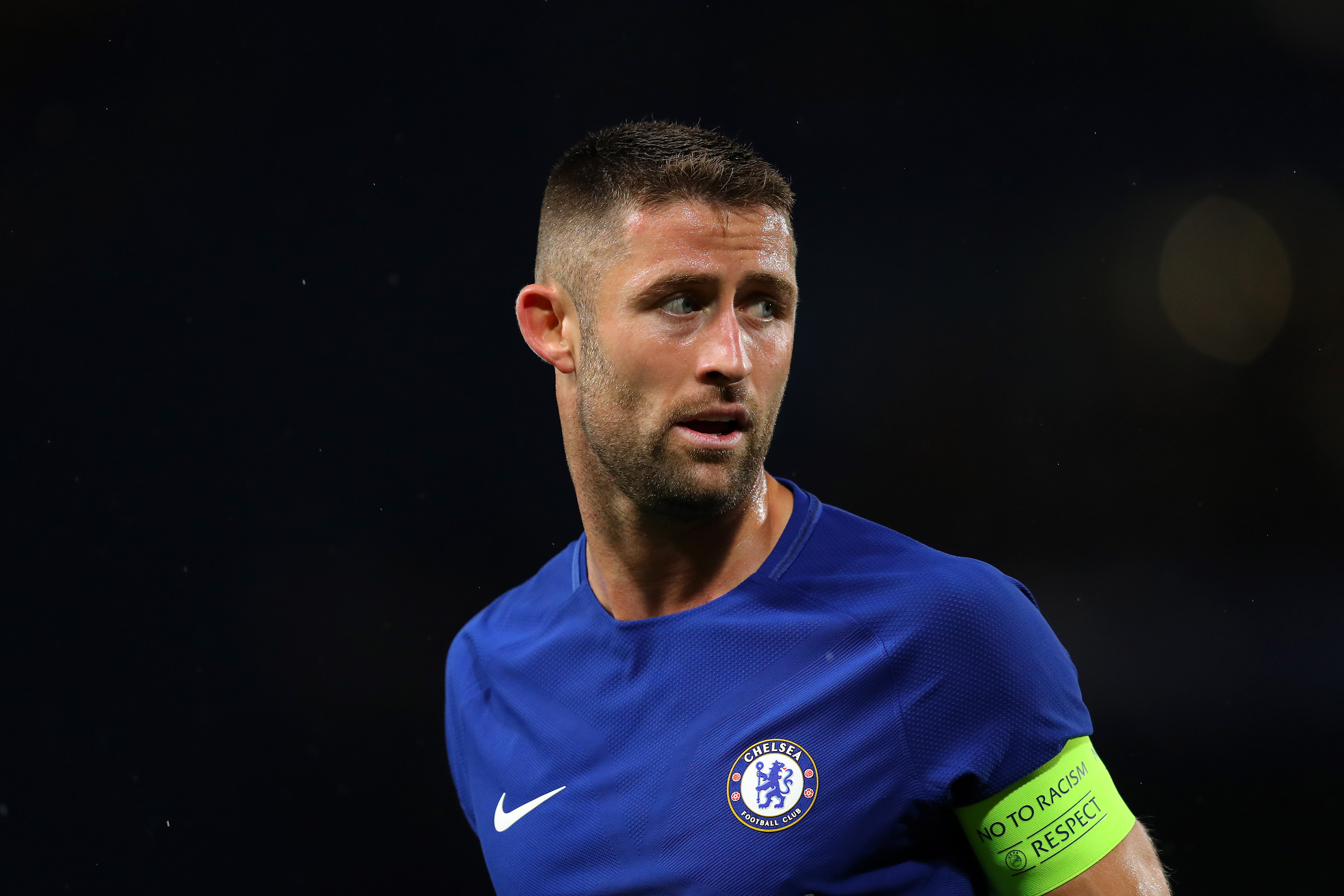 LONDON, ENGLAND - SEPTEMBER 12: Gary Cahill of Chelsea in action during the UEFA Champions League group C match between Chelsea FC and Qarabag FK at Stamford Bridge on September 12, 2017 in London, United Kingdom. (Photo by Richard Heathcote/Getty Images)