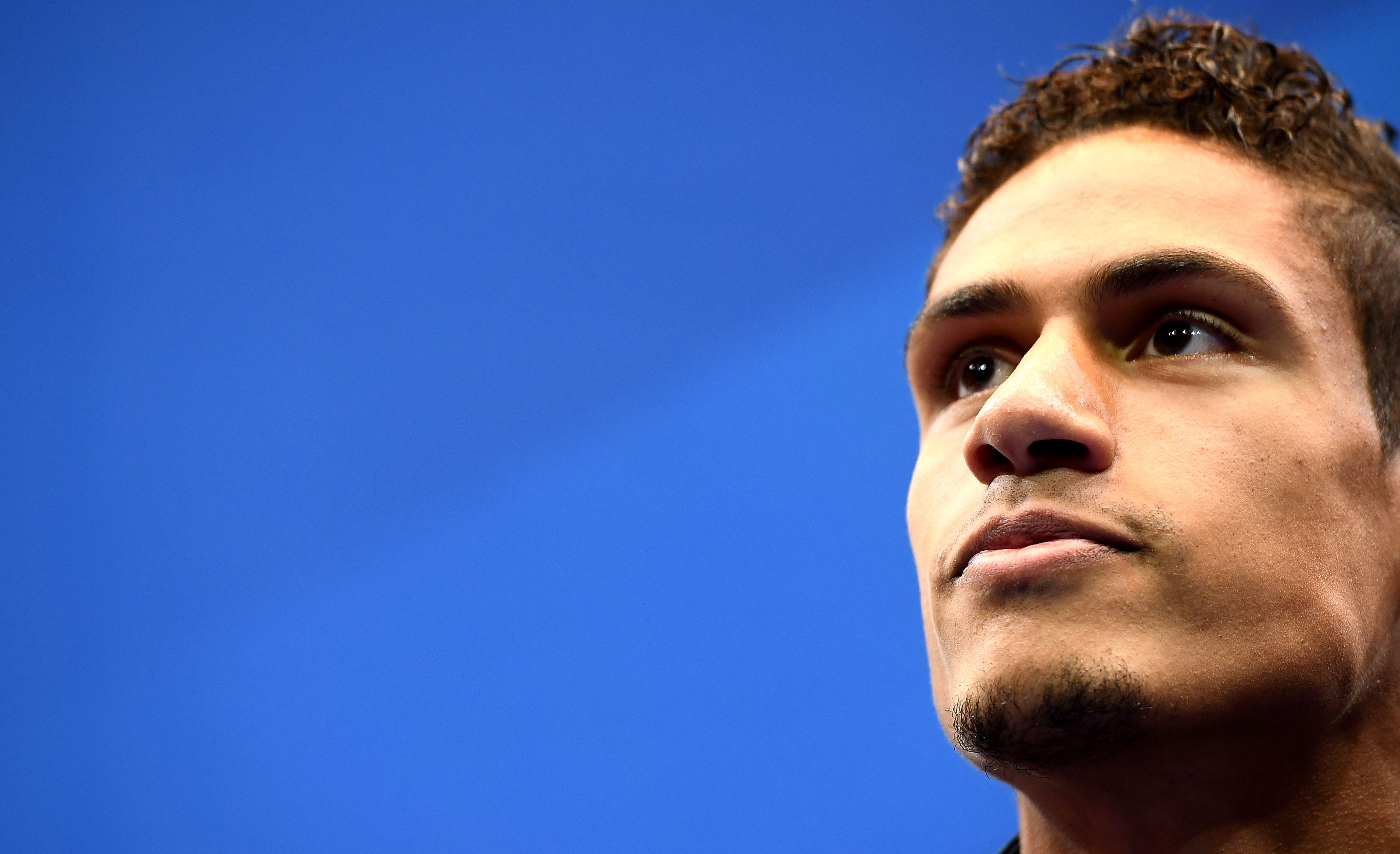 France's defender Raphael Varane gives a press conference in Clairefontaine en Yvelines on June 6, 2017 as part of the team's preparation for the upcoming World Cup 2018 qualifier football match against Sweden on June 9.   / AFP PHOTO / FRANCK FIFE        (Photo credit should read FRANCK FIFE/AFP/Getty Images)