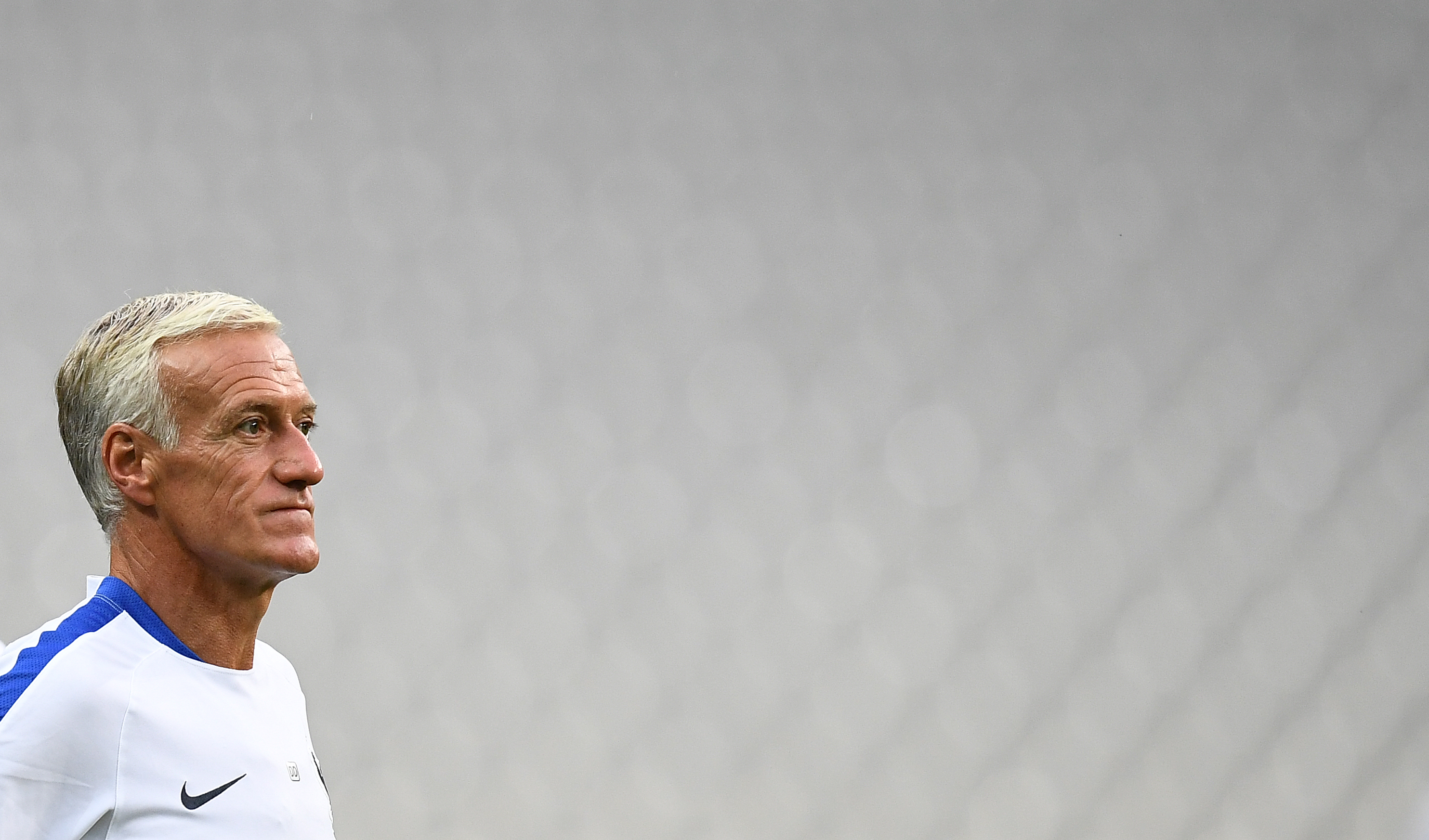 France's head coach Didier Deschamps supervises a training session on August 30, 2017 at the Stade de France stadium in Saint-Denis, north of Paris, on the eve of their FIFA World Cup 2018 qualifying football match against The Netherlands.  / AFP PHOTO / FRANCK FIFE        (Photo credit should read FRANCK FIFE/AFP/Getty Images)