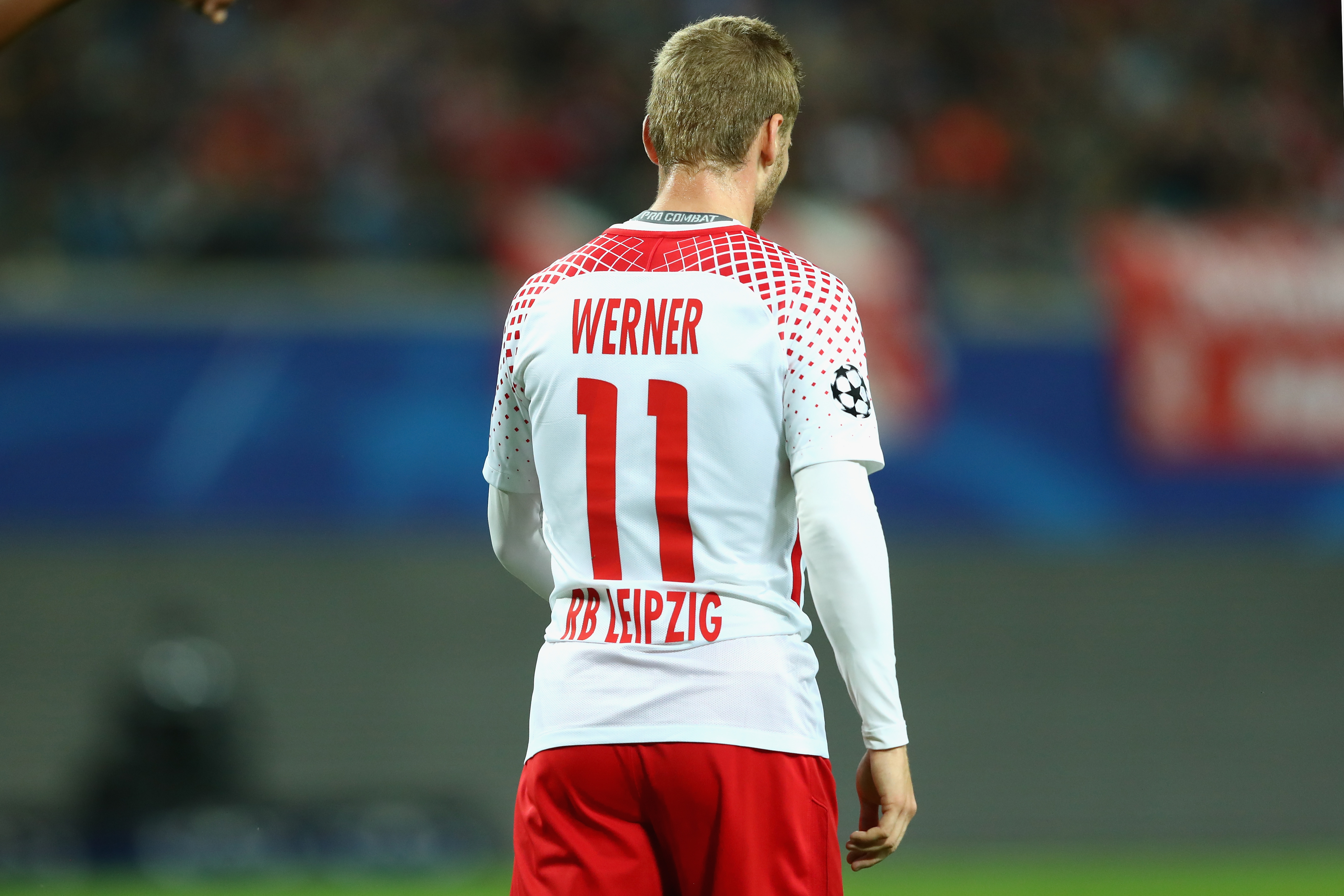 LEIPZIG, GERMANY - SEPTEMBER 13:  Timo Werner of Leipzig looks on during the UEFA Champions League group G match between RB Leipzig and AS Monaco at Red Bull Arena on September 13, 2017 in Leipzig, Germany.  (Photo by Alexander Hassenstein/Bongarts/Getty Images)