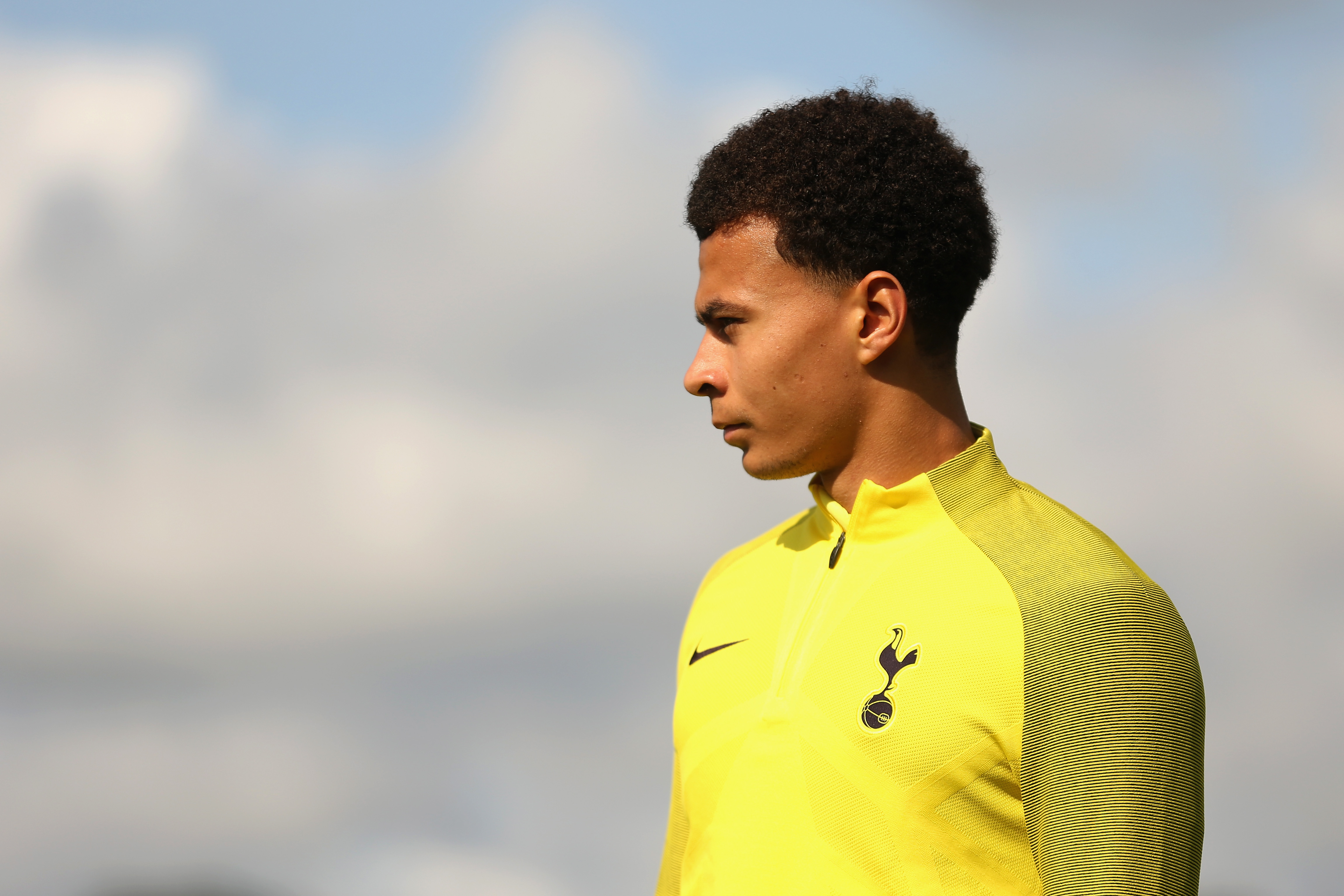 ENFIELD, ENGLAND - SEPTEMBER 12:  Dele Alli of Tottenham Hotspur in action during a Tottenham Hotspur training session ahead of their UEFA Champions League Group H match against Borussia Dortmund at Tottenham Hotspur Training Centre on September 12, 2017 in Enfield, England.  (Photo by Alex Pantling/Getty Images)