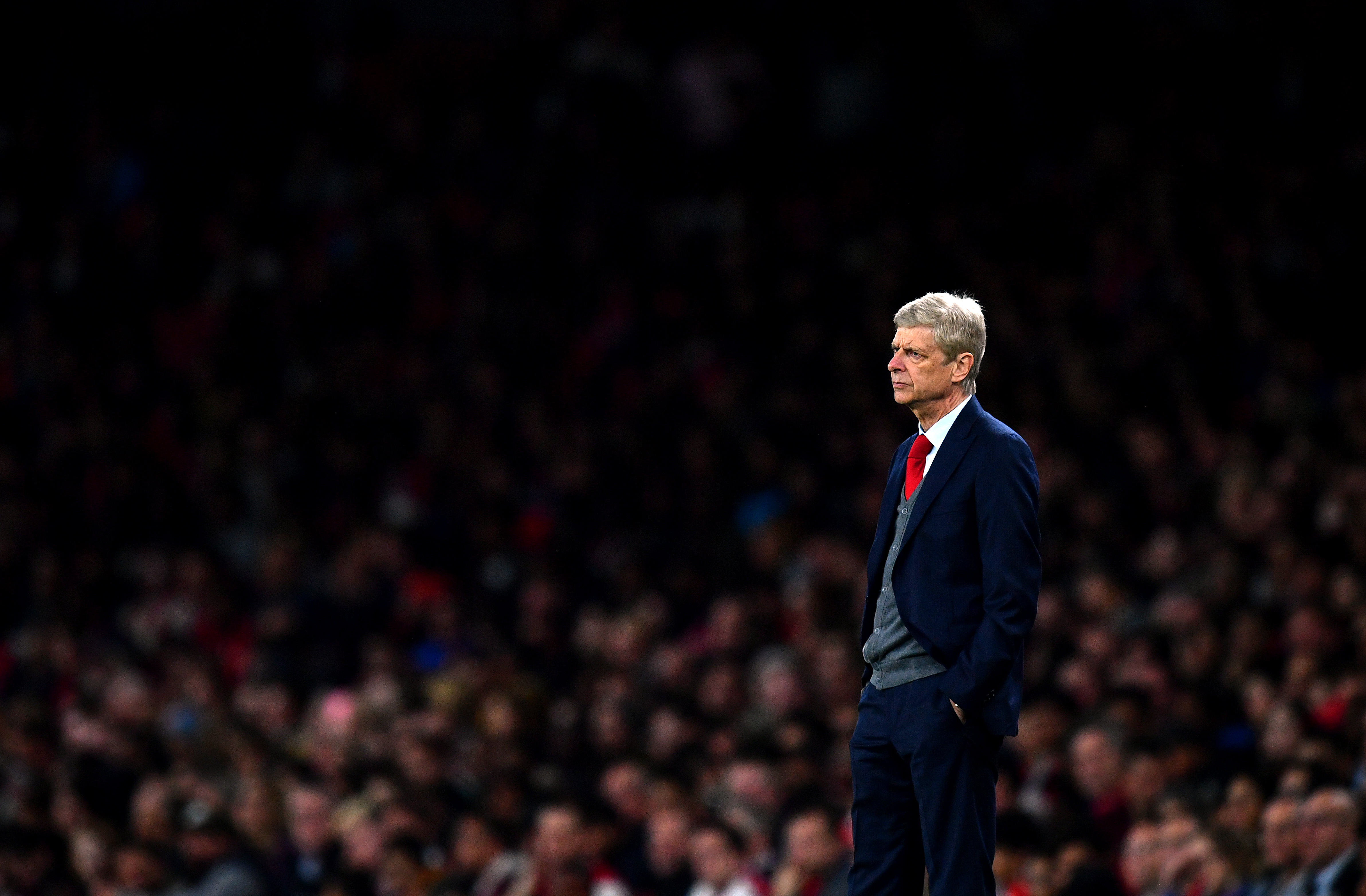 LONDON, ENGLAND - SEPTEMBER 20:  Arsene Wenger, Manager of Arsenal looks on during the Carabao Cup Third Round match between Arsenal and Doncaster Rovers at Emirates Stadium on September 20, 2017 in London, England. (Photo by Dan Mullan/Getty Images)