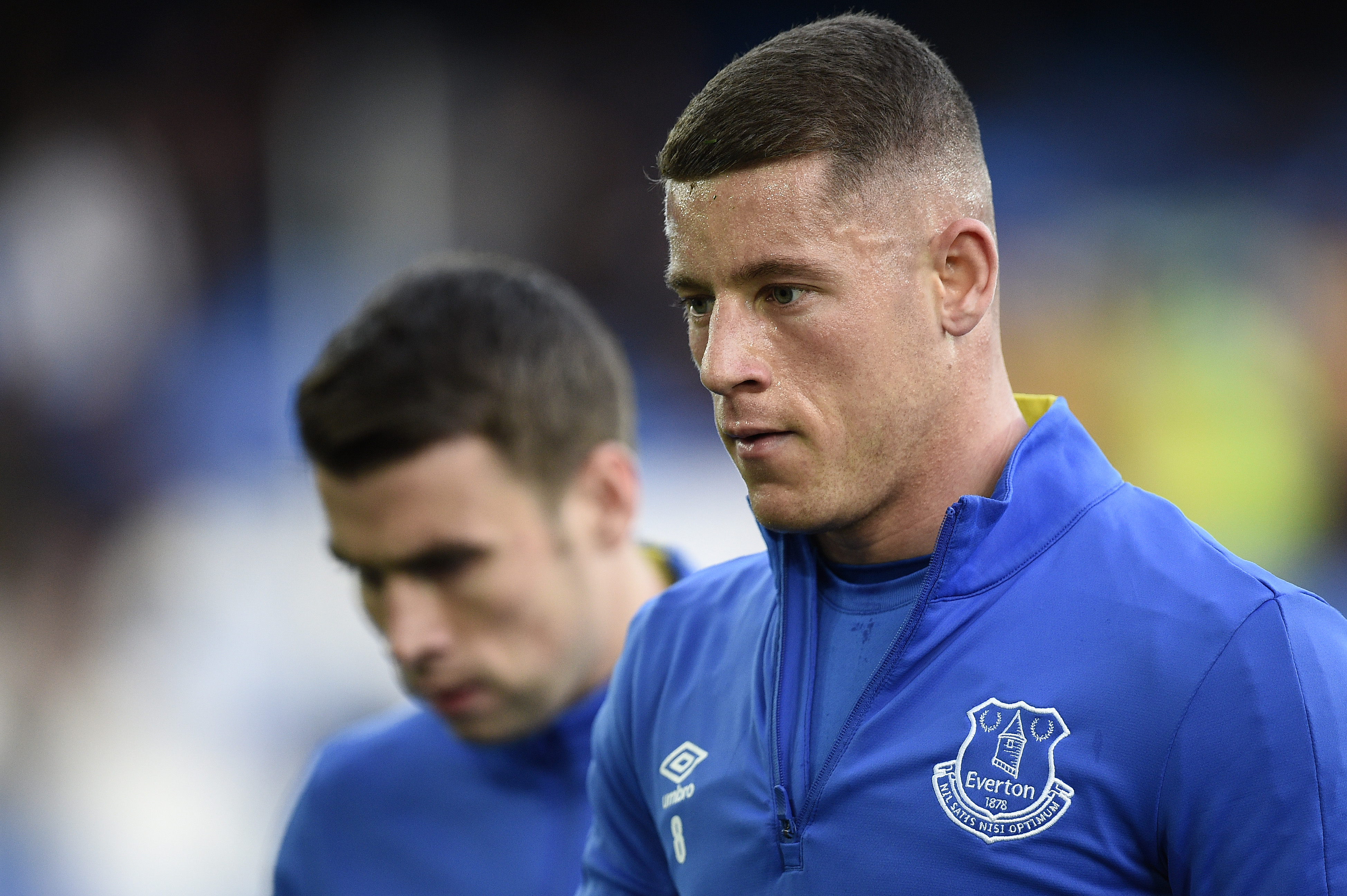 Everton's English midfielder Ross Barkley warms up ahead of the English Premier League football match between Everton and Swansea Cuty at Goodison Park in Liverpool, north west England on November 19, 2016. / AFP PHOTO / Oli SCARFF / RESTRICTED TO EDITORIAL USE. No use with unauthorized audio, video, data, fixture lists, club/league logos or 'live' services. Online in-match use limited to 75 images, no video emulation. No use in betting, games or single club/league/player publications.  /         (Photo credit should read OLI SCARFF/AFP/Getty Images)