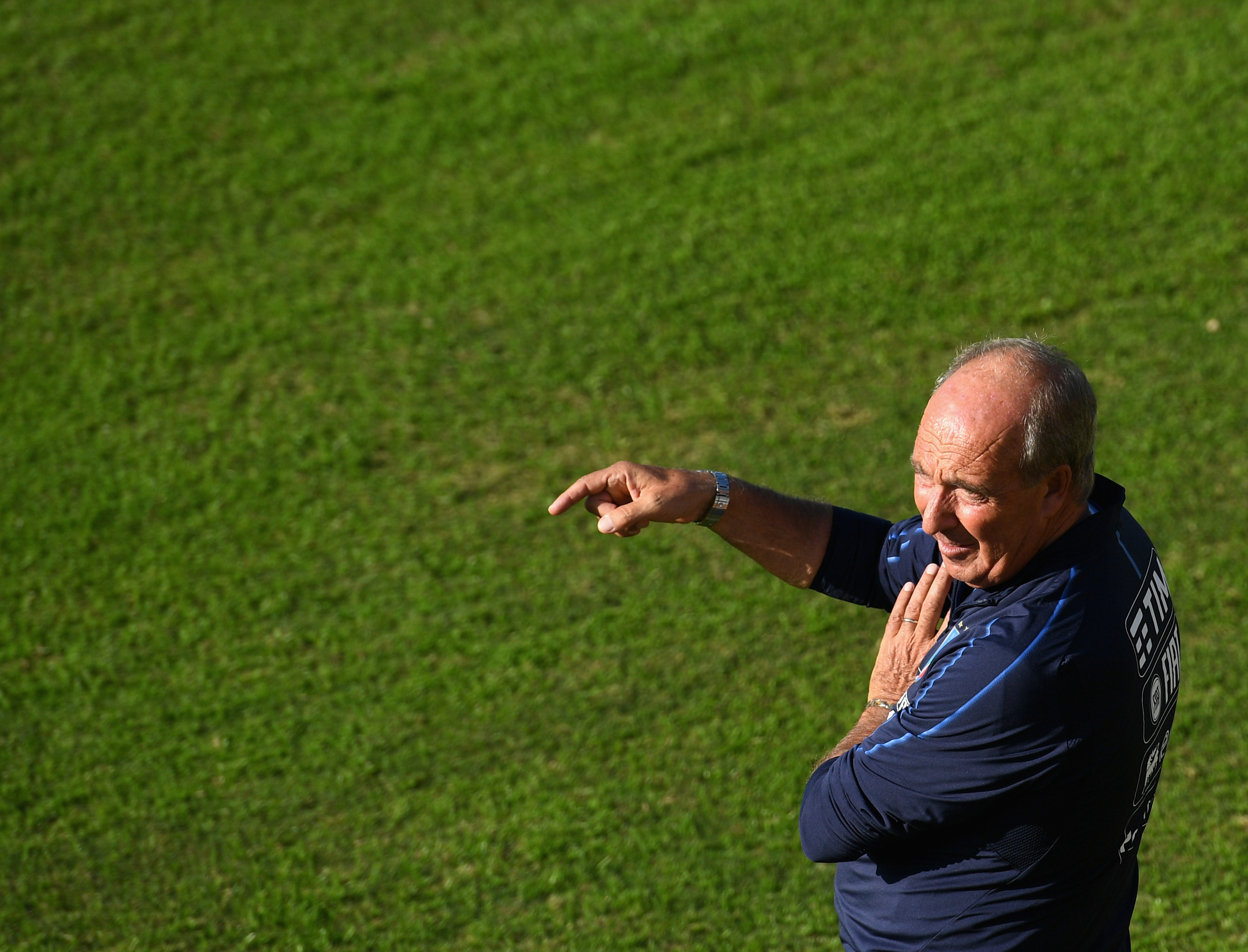 FLORENCE, ITALY - OCTOBER 04:  Head coach Italy Gian Piero Ventura reacts during the training session at Italy club's training ground at Coverciano on October 4, 2017 in Florence, Italy.  (Photo by Claudio Villa/Getty Images)