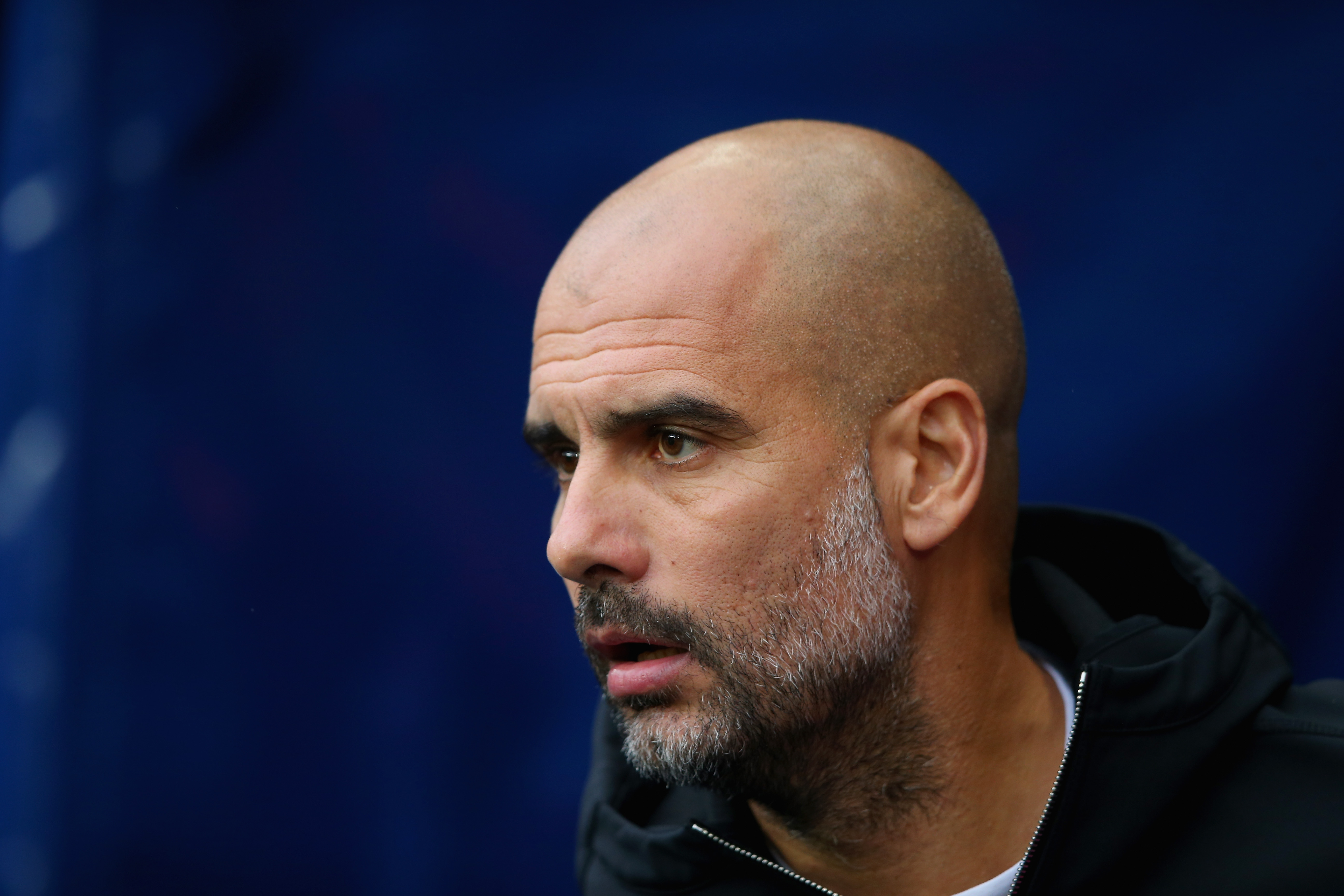 MANCHESTER, ENGLAND - OCTOBER 21:  Josep Guardiola, Manager of Manchester City looks on prior to the Premier League match between Manchester City and Burnley at Etihad Stadium on October 21, 2017 in Manchester, England.  (Photo by Alex Livesey/Getty Images)