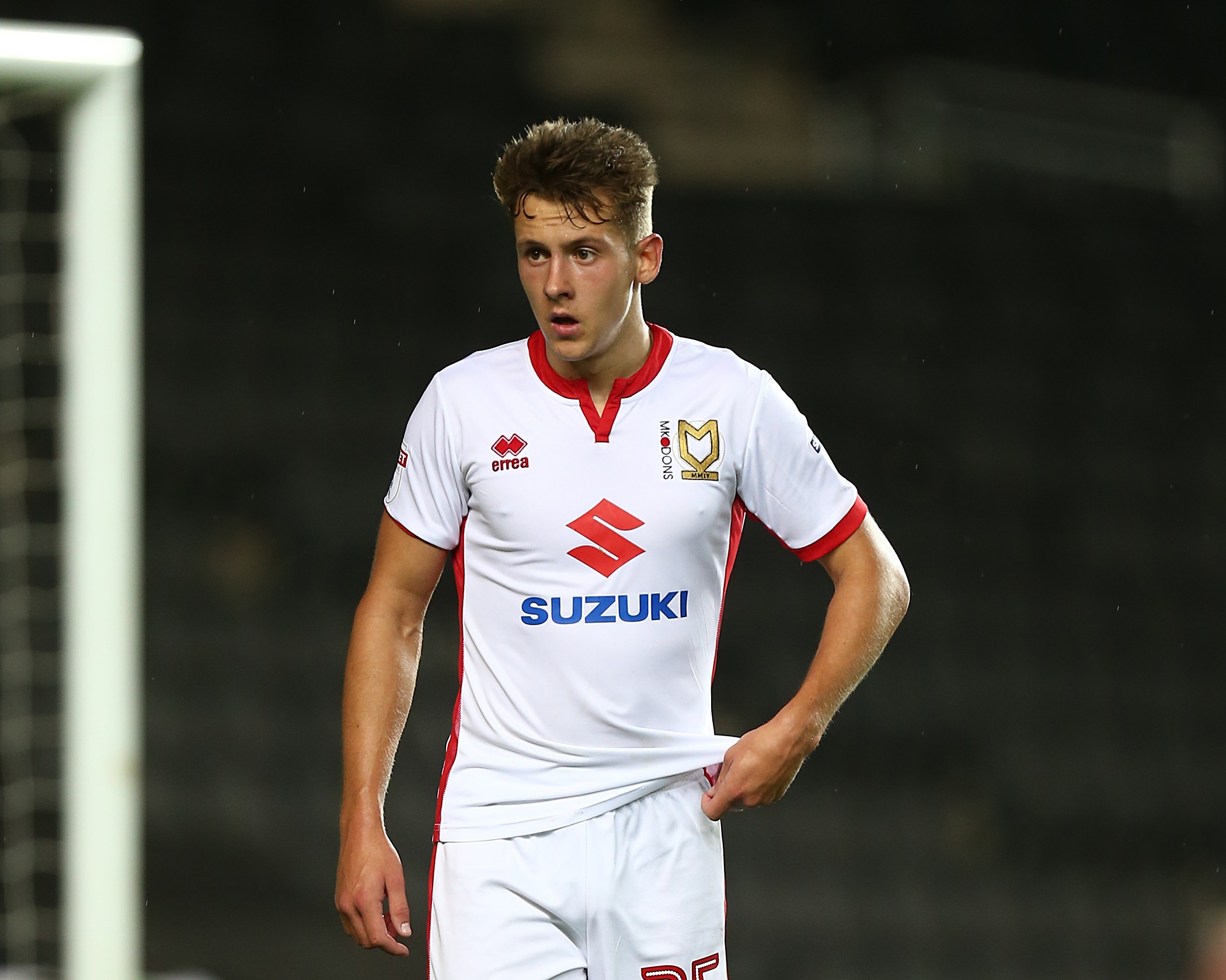 MILTON KEYNES, ENGLAND - AUGUST 22:  Callum Brittain of Milton Keynes Dons in action during the Carabao Cup Second Round match between Milton Keynes Dons and Swansea City at StadiumMK on August 22, 2017 in Milton Keynes, England.  (Photo by Pete Norton/Getty Images)