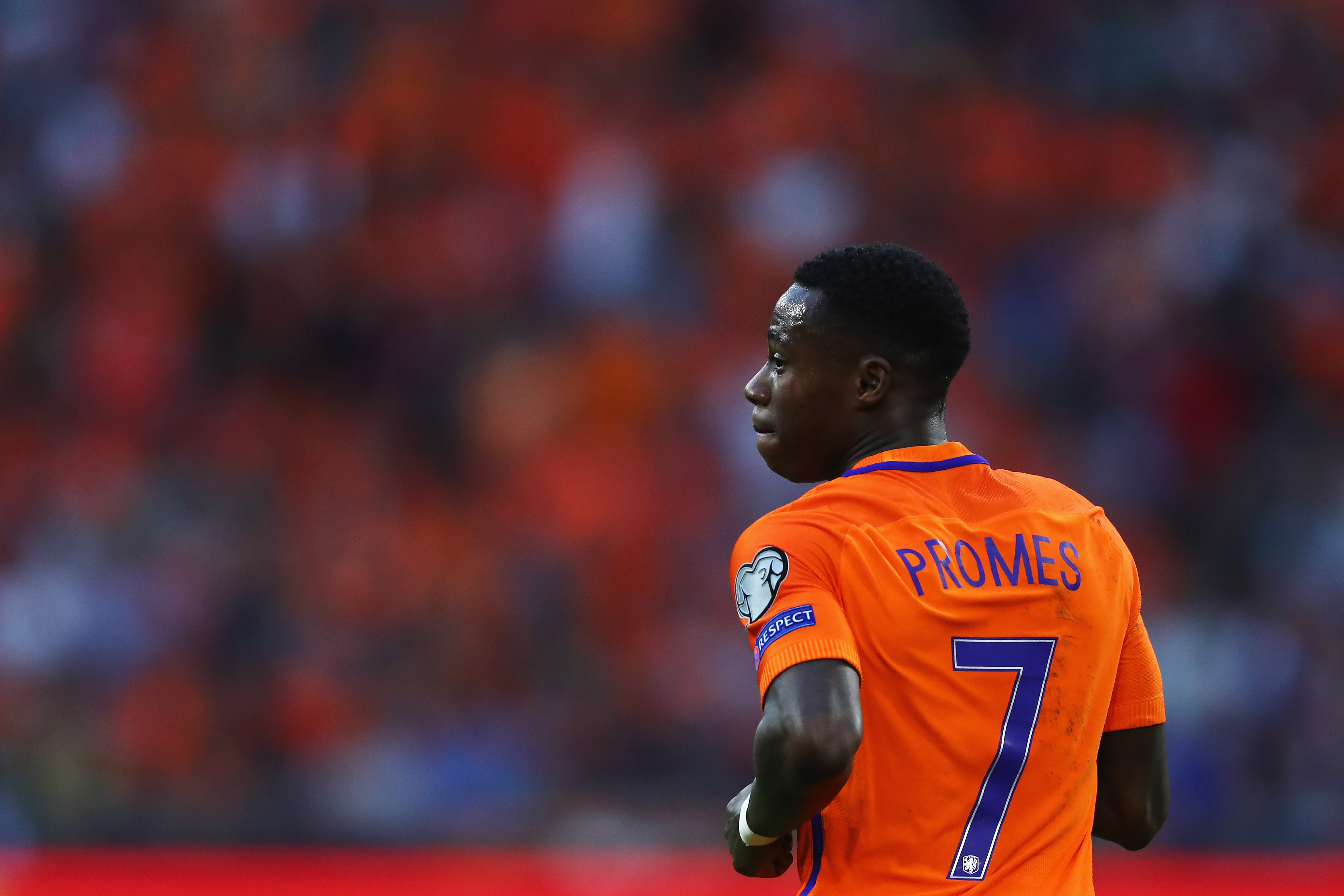AMSTERDAM, NETHERLANDS - SEPTEMBER 03:  Quincy Promes of the Netherlands looks on during the FIFA 2018 World Cup Qualifier between the Netherlands and Bulgaria held at The Amsterdam ArenA on September 3, 2017 in Amsterdam, Netherlands.  (Photo by Dean Mouhtaropoulos/Getty Images)