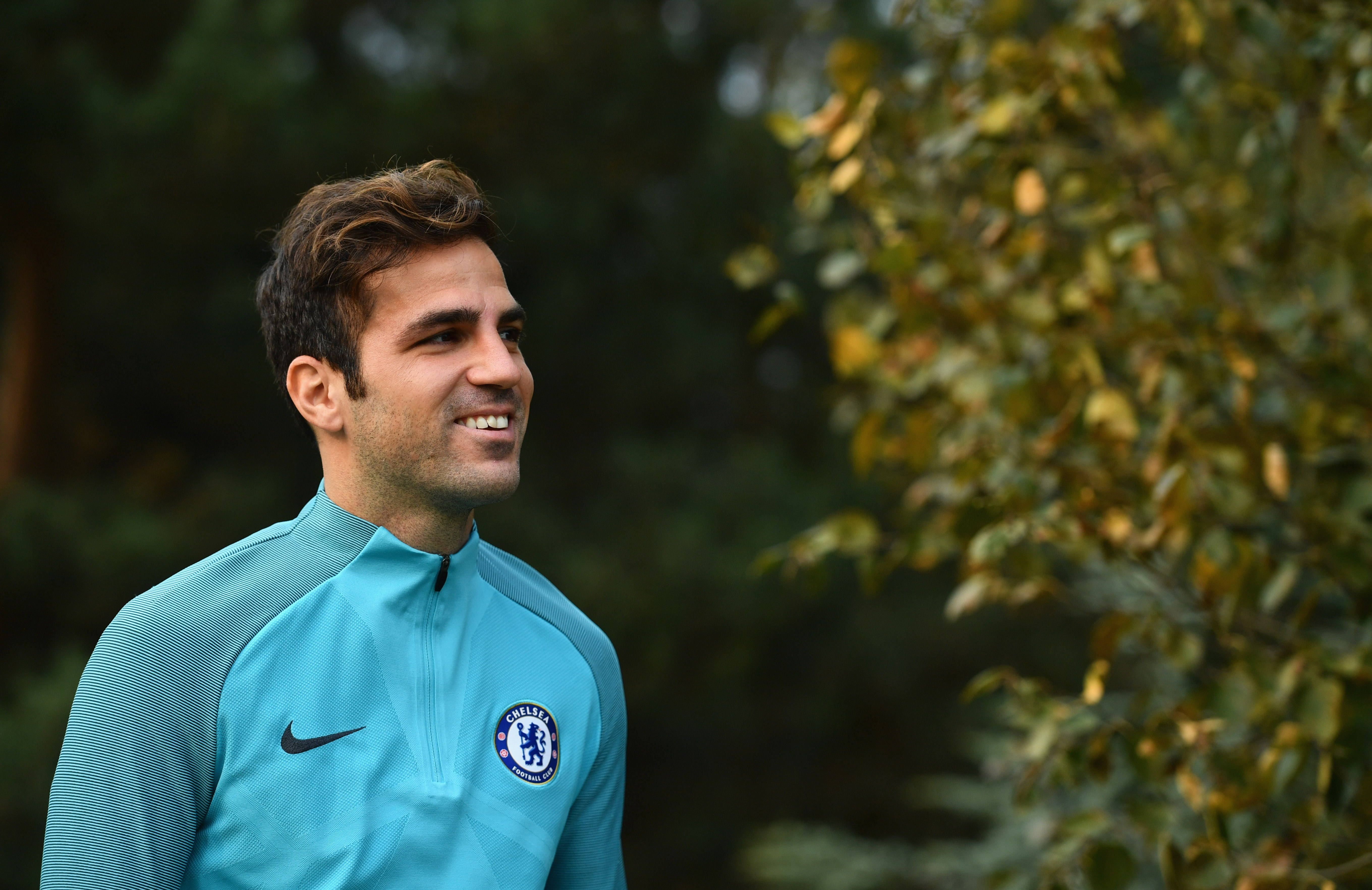 COBHAM, ENGLAND - OCTOBER 17:  Cesc Fabregas looks on during a Chelsea training session on the eve of their UEFA Champions League match against AS Roma at Chelsea Training Ground on October 17, 2017 in Cobham, England.  (Photo by Dan Mullan/Getty Images)