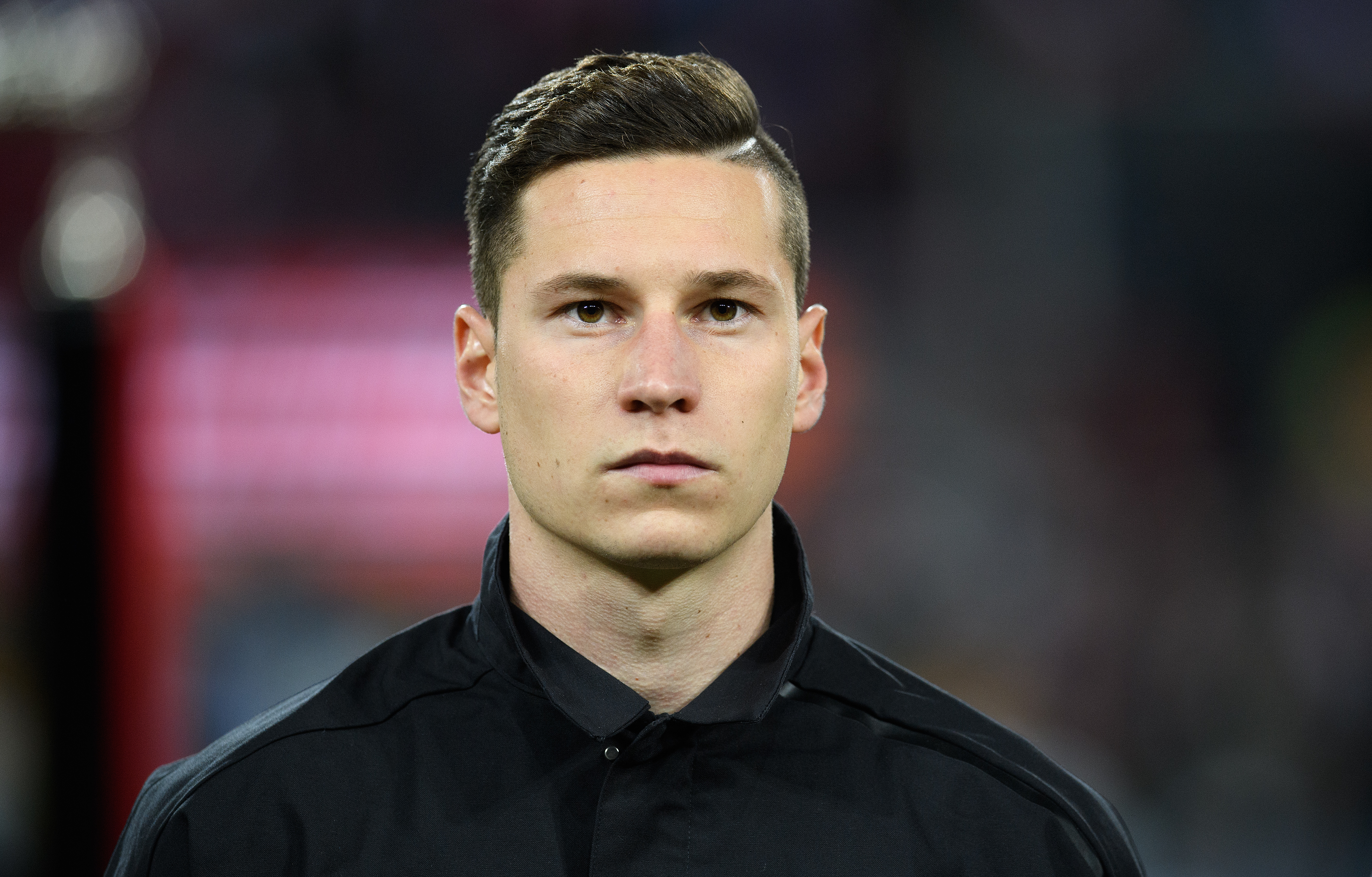 COLOGNE, GERMANY - NOVEMBER 14: Julian Draxler of Germany looks on during the National Anthems prior to the International friendly match between Germany and France at RheinEnergieStadion on November 14, 2017 in Cologne, Germany. (Photo by Matthias Hangst/Bongarts/Getty Images)