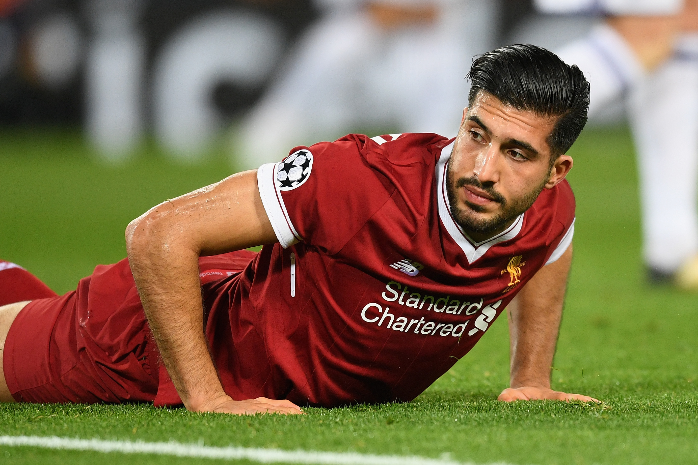 LIVERPOOL, ENGLAND - NOVEMBER 01:  Emre Can of Liverpool reacts during the UEFA Champions League group E match between Liverpool FC and NK Maribor at Anfield on November 1, 2017 in Liverpool, United Kingdom.  (Photo by Michael Regan/Getty Images)
