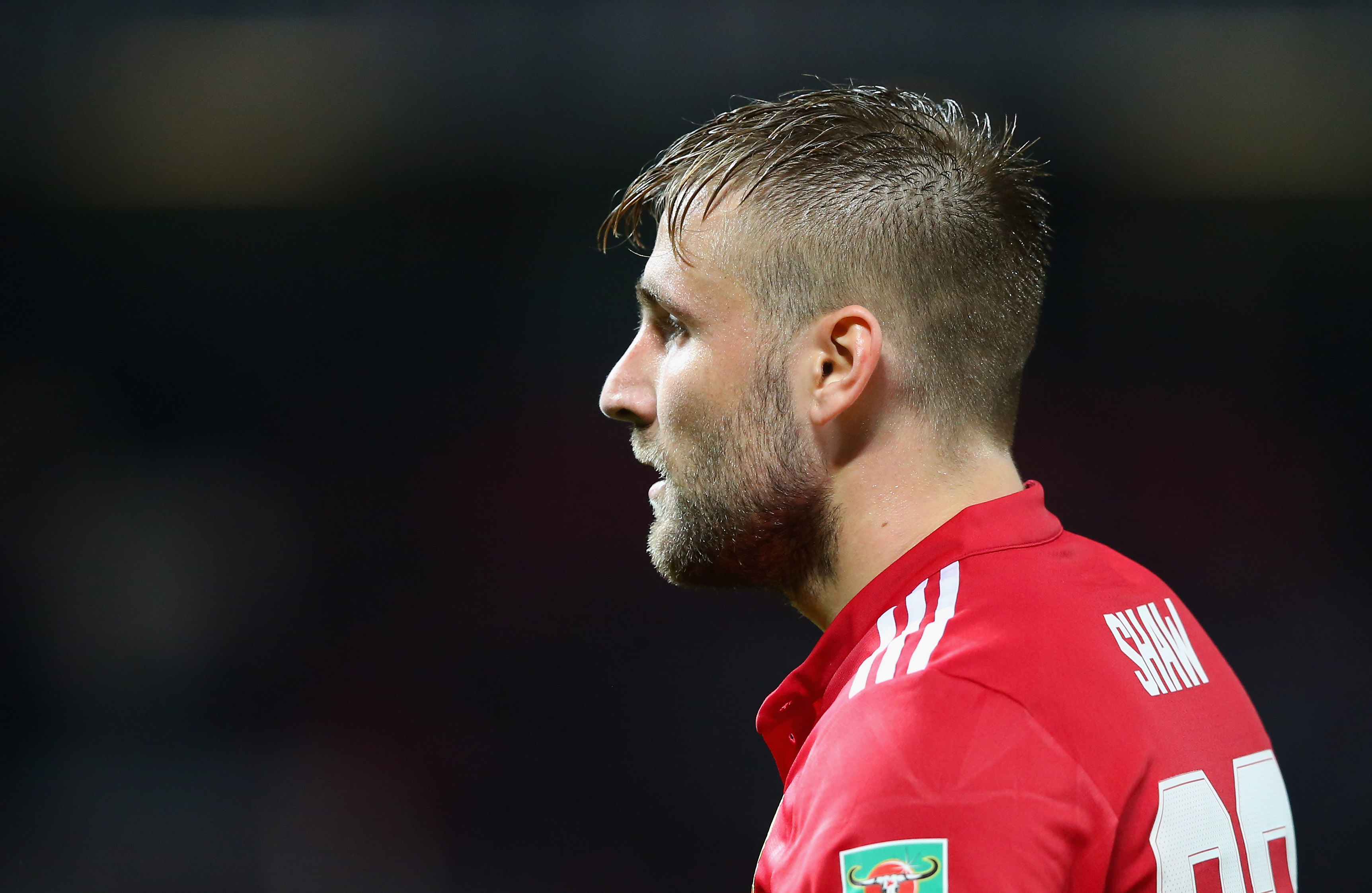 MANCHESTER, ENGLAND - SEPTEMBER 20:  Luke Shaw of Manchester United during the Carabao Cup Third Round match between Manchester United and Burton Albion at Old Trafford on September 20, 2017 in Manchester, England.  (Photo by Alex Livesey/Getty Images)