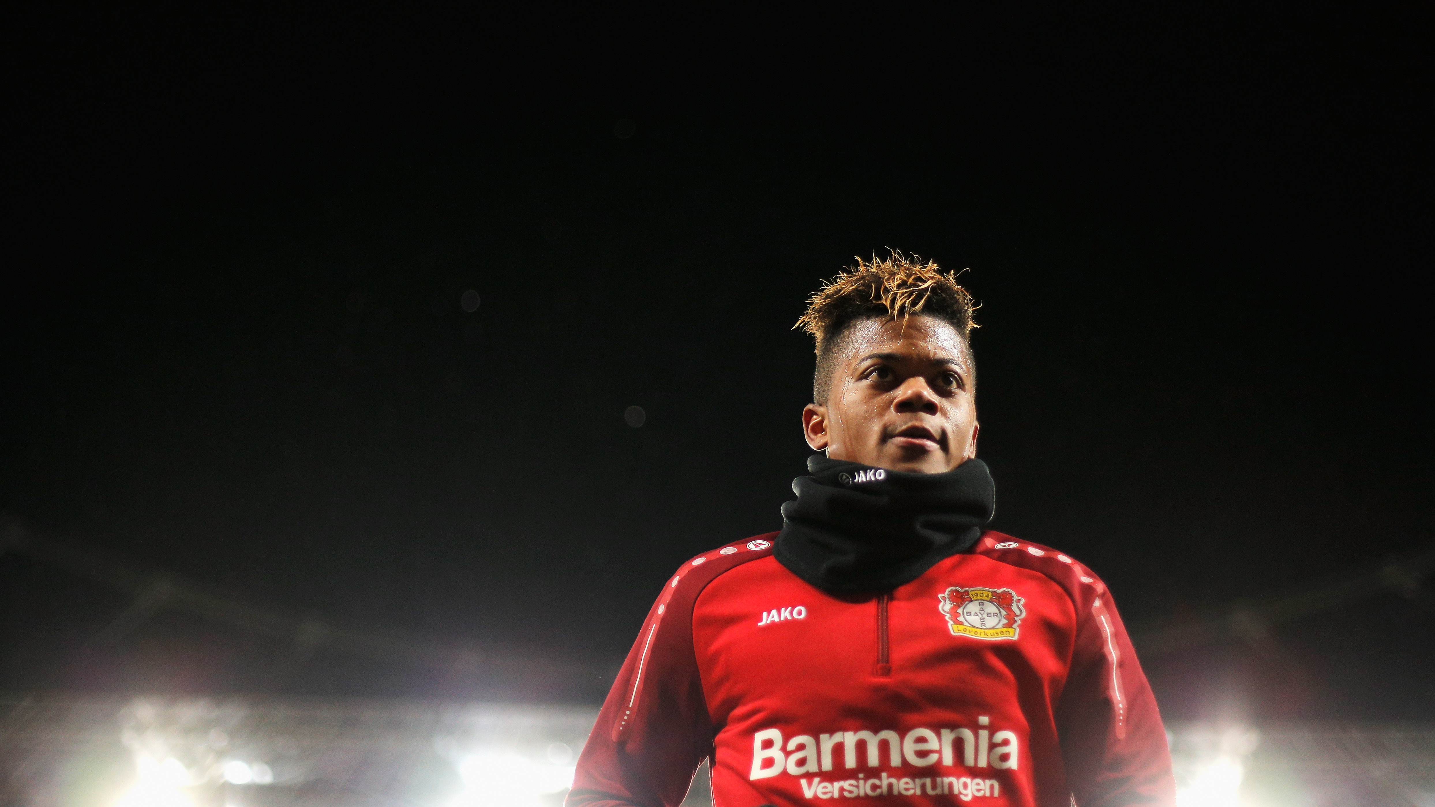 LEVERKUSEN, GERMANY - DECEMBER 13:  Leon Bailey of Bayer 04 Leverkusen looks on prior to the Bundesliga match between Bayer 04 Leverkusen and SV Werder Bremen at BayArena on December 13, 2017 in Leverkusen, Germany.  (Photo by Dean Mouhtaropoulos/Bongarts/Getty Images)