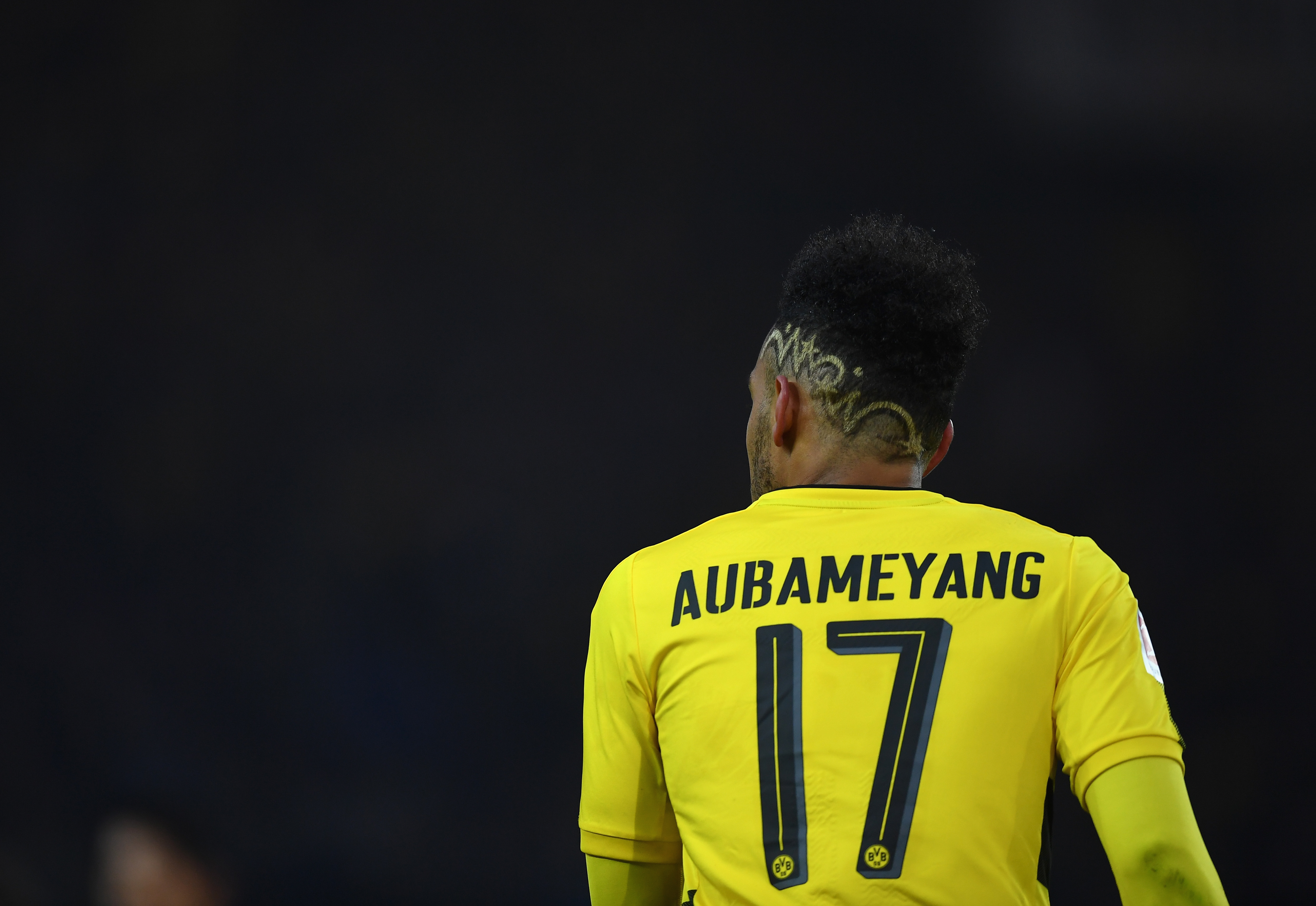 DORTMUND, GERMANY - DECEMBER 09: Pierre-Emerick Aubameyang of Dortmund looks on during the Bundesliga match between Borussia Dortmund and SV Werder Bremen at Signal Iduna Park on December 9, 2017 in Dortmund, Germany.  (Photo by Stuart Franklin/Bongarts/Getty Images )