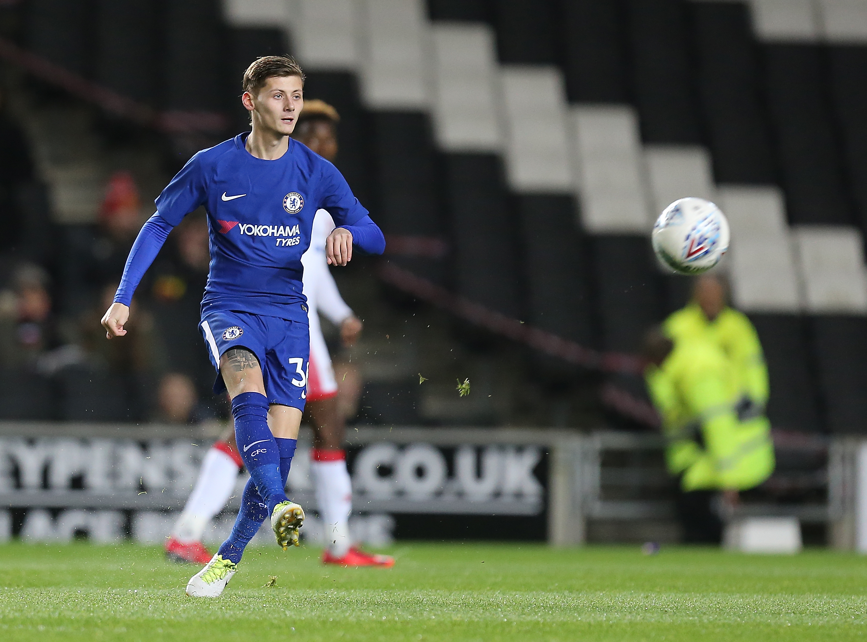 MILTON KEYNES, ENGLAND - DECEMBER 06:  Kyle Scott of Chelsea in action during the Checkatrade Trophy Second Round match between Milton Keynes Dons and Chelsea U21vat StadiumMK on December 6, 2017 in Milton Keynes, England.  (Photo by Pete Norton/Getty Images)