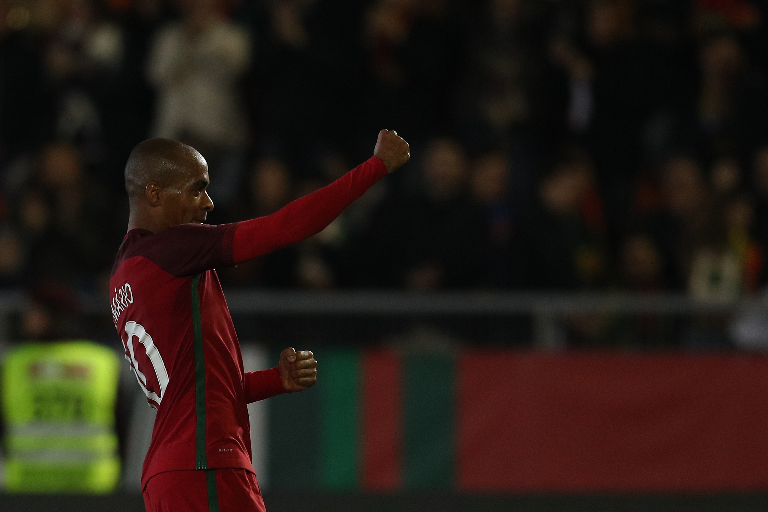 VISEU, PORTUGAL -NOVEMBER 10:  Portugal midfielder Joao Mario celebrates scoring Portugal third goal during the match between Portugal and Saudi Arabia InternationalFriendly at Estadio do Fontelo, on November 10, 2017 in Viseu, Portugal.  (Photo by Carlos Rodrigues/Getty Images)