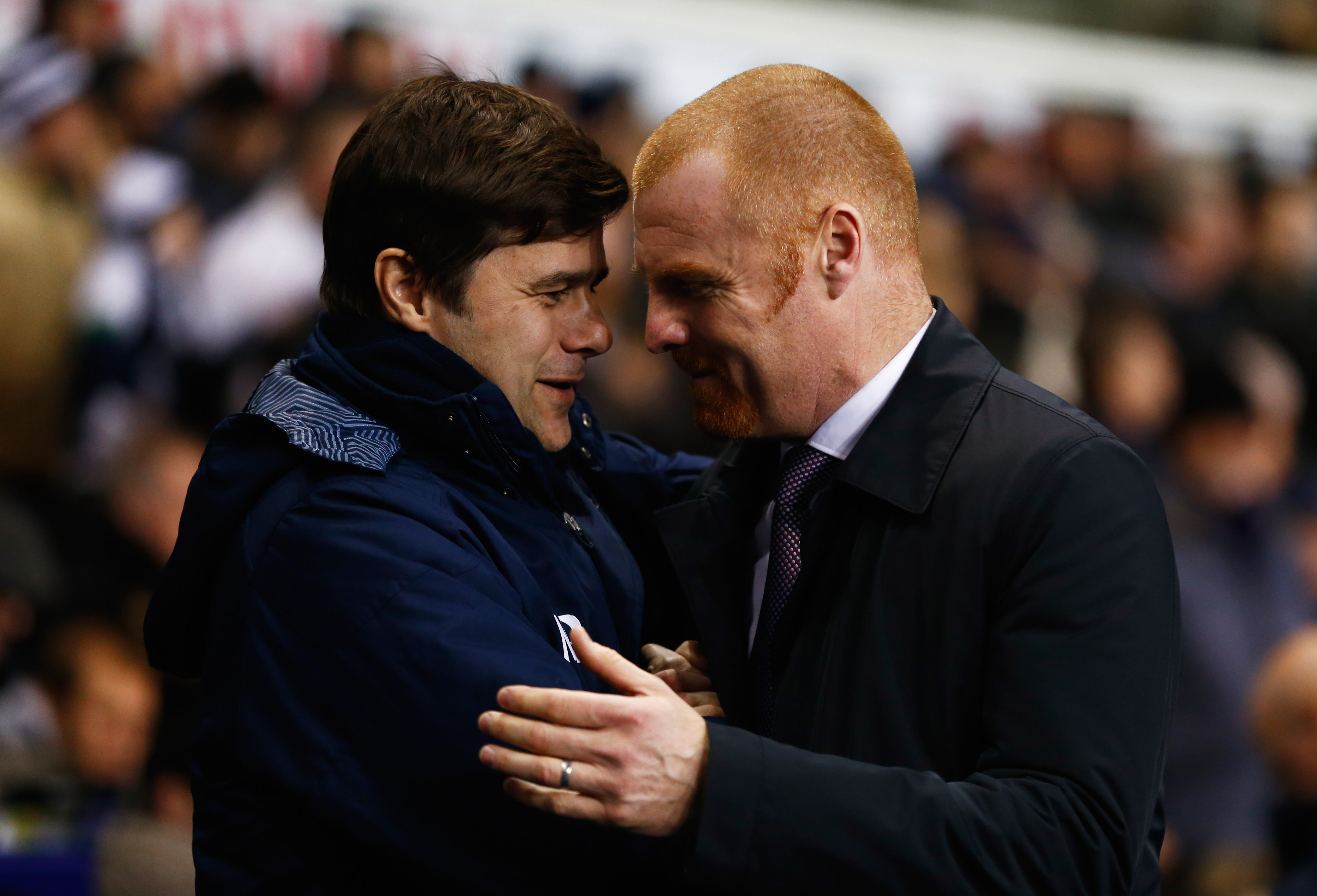 LONDON, ENGLAND - JANUARY 14:  Mauricio Pochettino manager of Spurs and Sean Dyche manager of Burnley shake hands prior to the FA Cup Third Round Replay match between Tottenham Hotspur and Burnley at White Hart Lane on January 14, 2015 in London, England.  (Photo by Julian Finney/Getty Images)