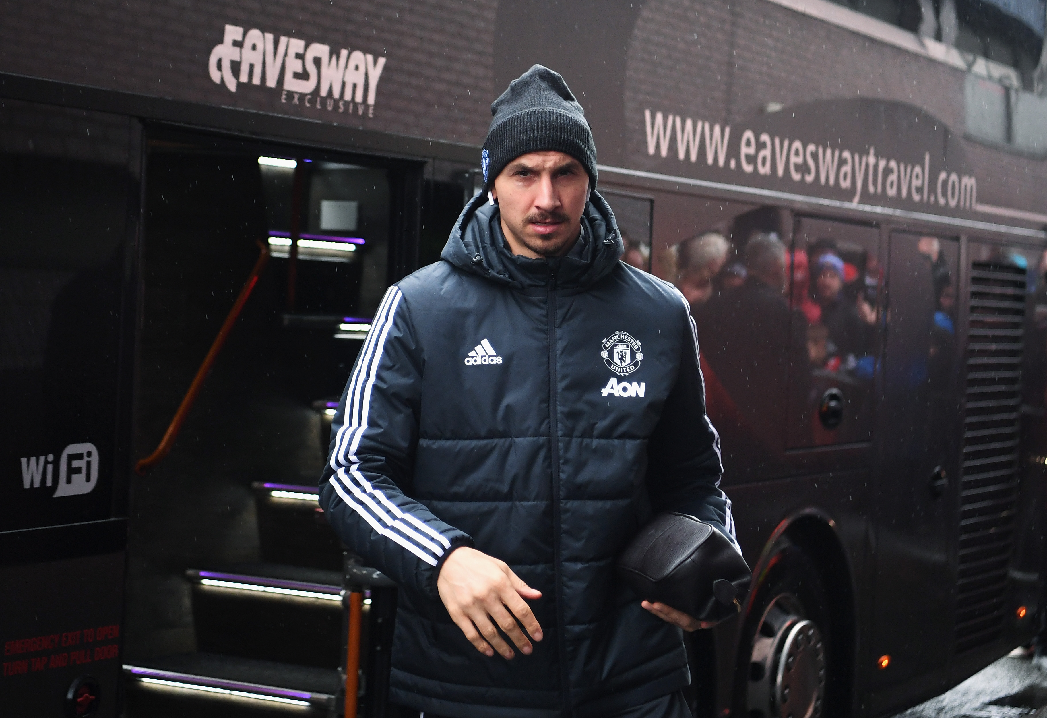 WEST BROMWICH, ENGLAND - DECEMBER 17:  Zlatan Ibrahimovic of Manchester United arrives for the Premier League match between West Bromwich Albion and Manchester United at The Hawthorns on December 17, 2017 in West Bromwich, England.  (Photo by Michael Regan/Getty Images)