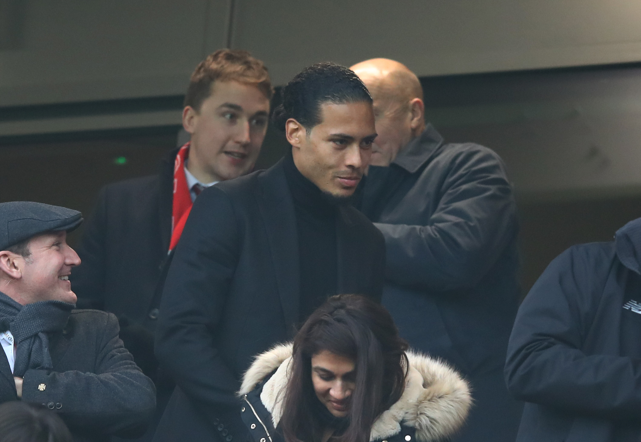 LIVERPOOL, ENGLAND - DECEMBER 30:  New Liverpool signing Virgil van Dijk attends the Premier League match between Liverpool and Leicester City at Anfield on December 30, 2017 in Liverpool, England.  (Photo by Clive Brunskill/Getty Images)