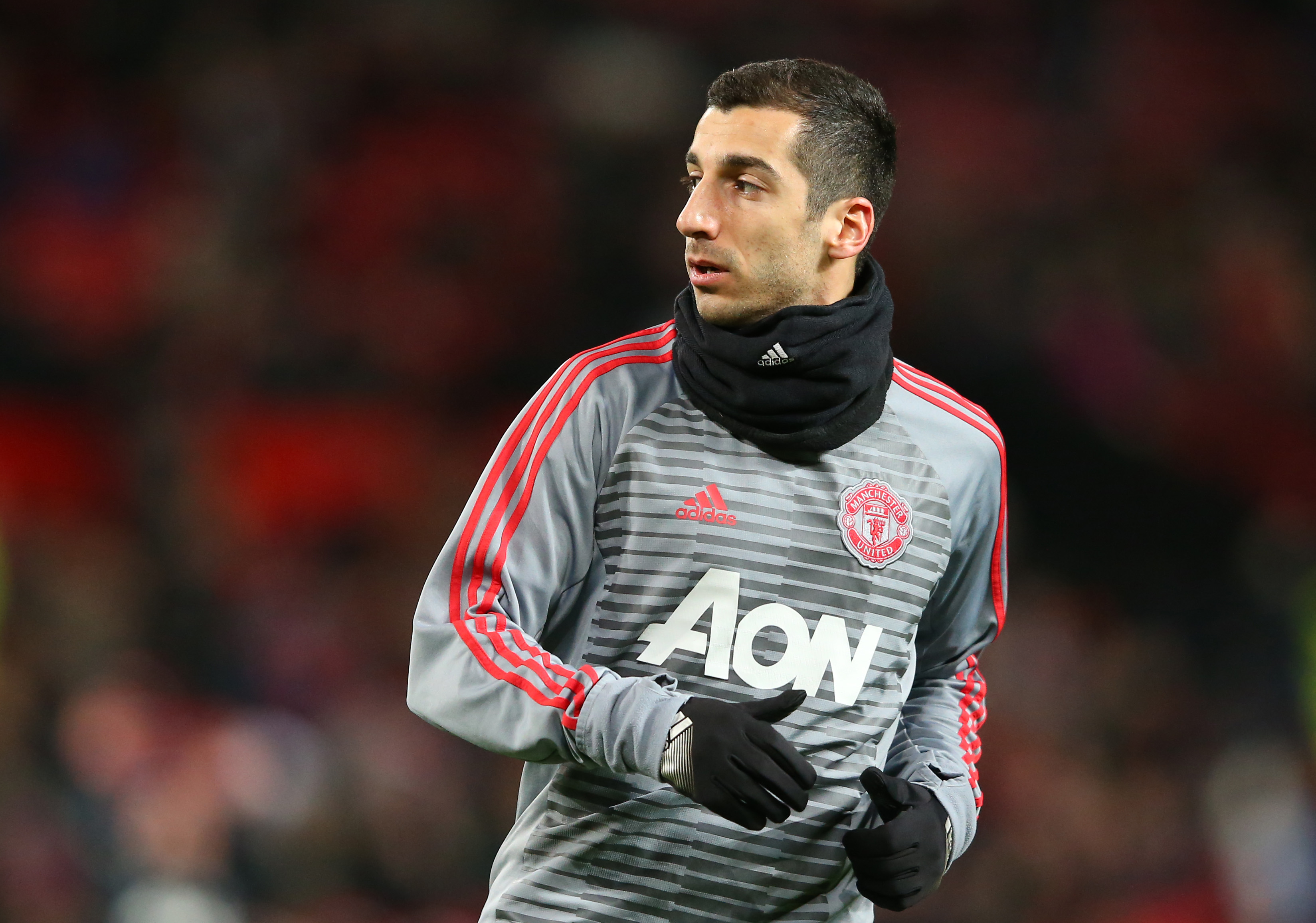 MANCHESTER, ENGLAND - DECEMBER 30:  Henrikh Mkhitaryan of Manchester United warms up prior to the Premier League match between Manchester United and Southampton at Old Trafford on December 30, 2017 in Manchester, England.  (Photo by Alex Livesey/Getty Images)