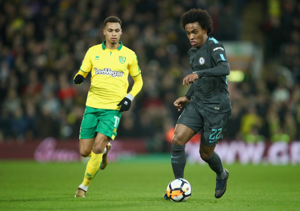 Chelsea's Willian vs Norwich's Murphy