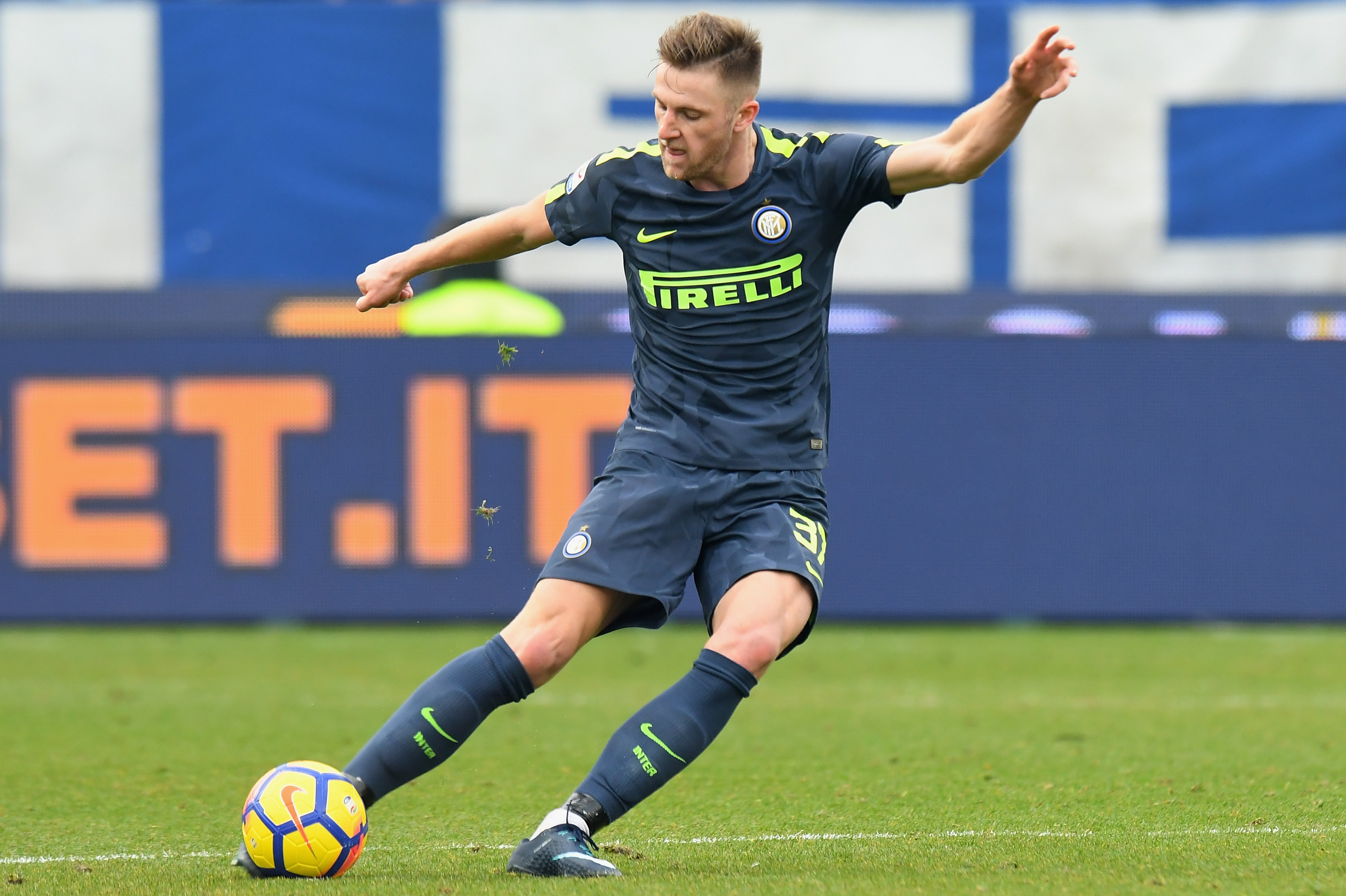 FERRARA, ITALY - JANUARY 28: Milan kriniar of FC Internazionale in action during the serie A match between Spal and FC Internazionale at Stadio Paolo Mazza on January 28, 2018 in Ferrara, Italy.  (Photo by Alessandro Sabattini/Getty Images)