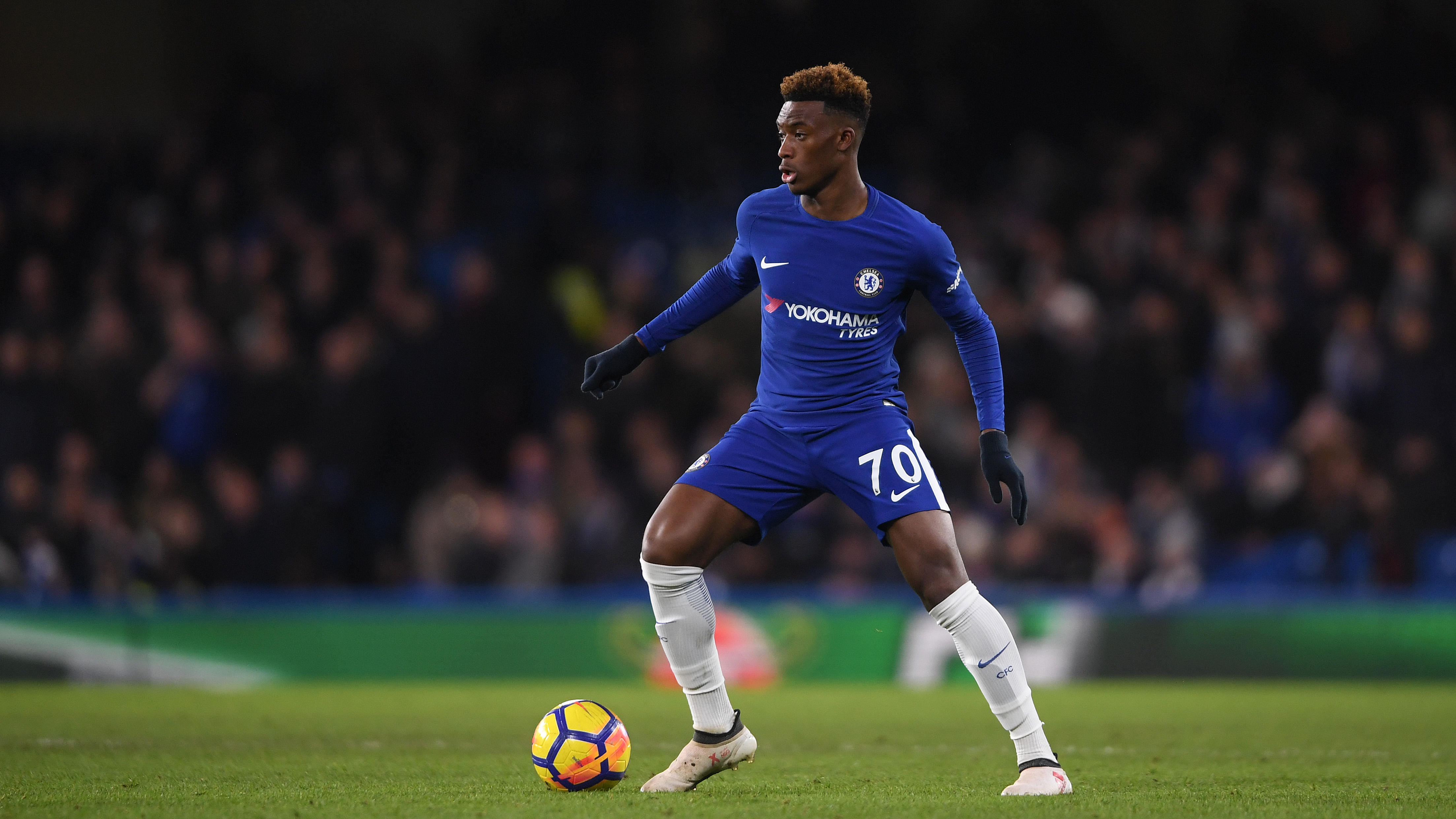 LONDON, ENGLAND - JANUARY 31:  Callum Hudson-Odoi of Chelsea in action during the Premier League match between Chelsea and AFC Bournemouth at Stamford Bridge on January 31, 2018 in London, England.  (Photo by Mike Hewitt/Getty Images)