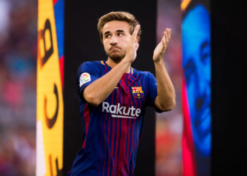 BARCELONA, SPAIN - AUGUST 07: Sergi Samper of FC Barcelona enters the pitch ahead of the Joan Gamper Trophy match between FC Barcelona and Chapecoense at Camp Nou stadium on August 7, 2017 in Barcelona, Spain. (Photo by Alex Caparros/Getty Images)