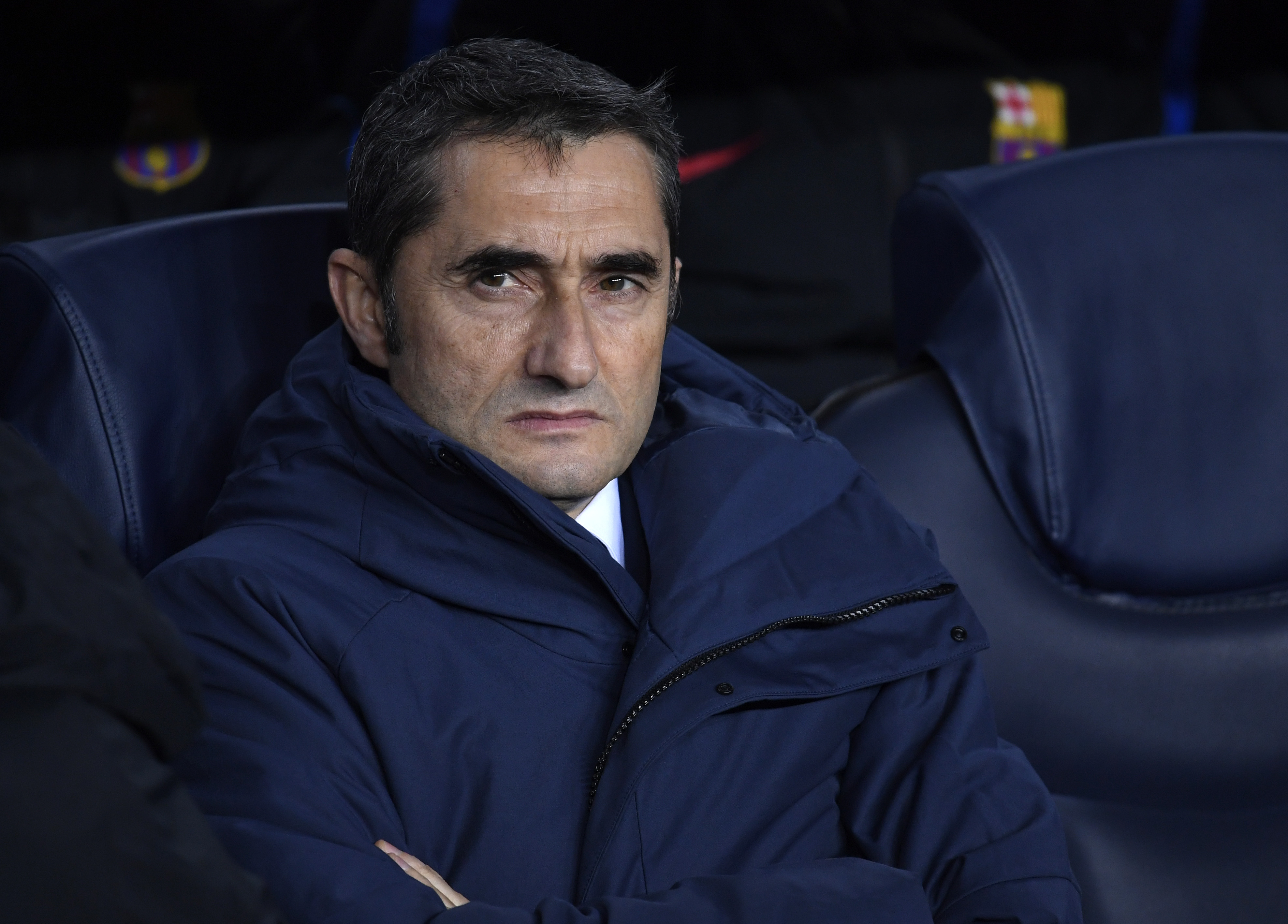 BARCELONA, SPAIN - DECEMBER 05:  Ernesto Valverde, coach of Barcelona  during the UEFA Champions League group D match between FC Barcelona and Sporting CP at Camp Nou on December 5, 2017 in Barcelona, Spain.  (Photo by Alex Caparros/Getty Images)